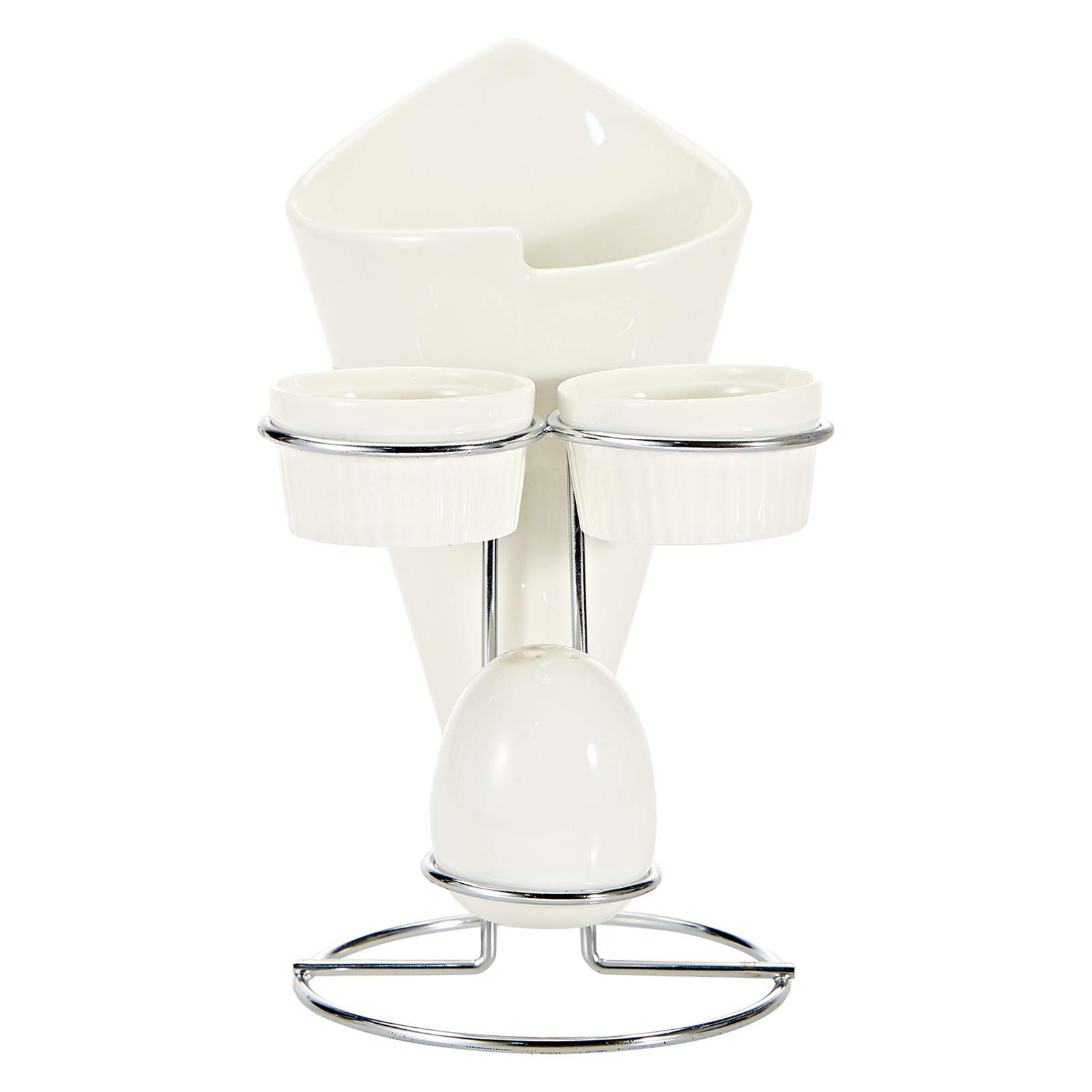 Symphony French Fries Holder With Saucer & Salt Shake - 2 Pieces,White