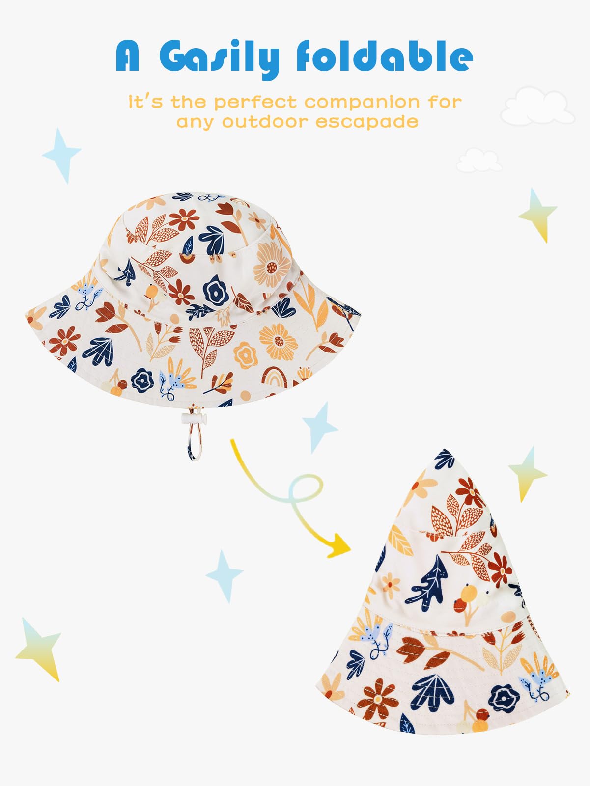 BIKINX Sombrero de sol para bebé con visera ancha, protección solar UPF 50+, para niños y niñas