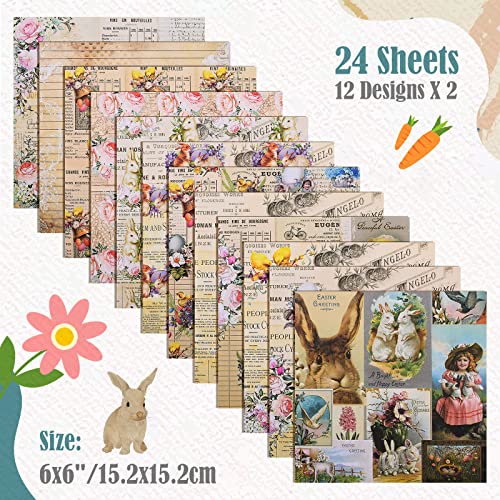Ziivard 24 Sheets 6"X6" Easter Scrapbook Paper Festival Single-Sided Decorative Craft Paper Cardstock For Diy Photo Album Tags Cards Making #TOP1