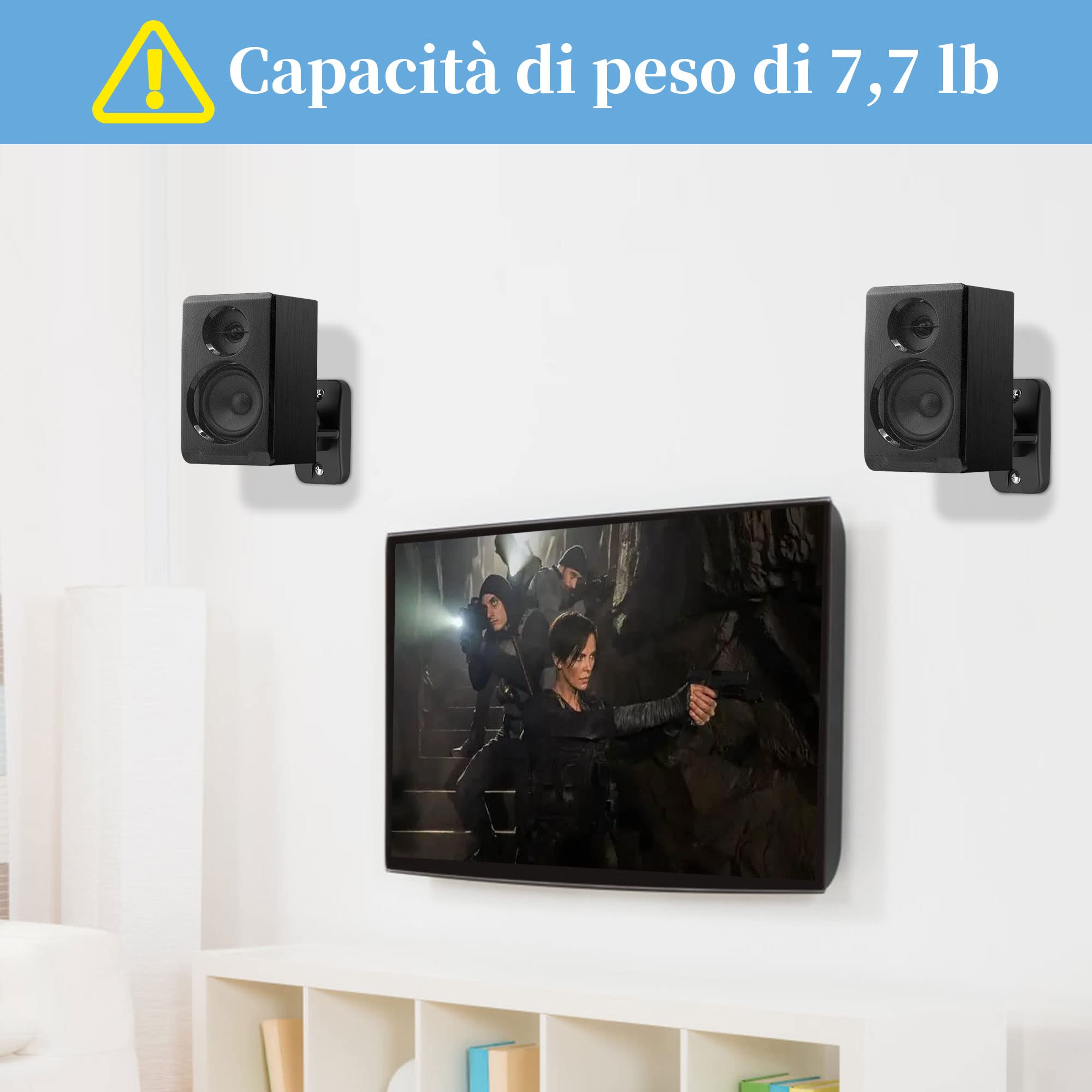 Cozycase Coppia Supporti da Parete per Altoparlanti 2 pezzi Girevoli Inclinabili Staffe per Casse a parete fino a 3,5 kg Nero