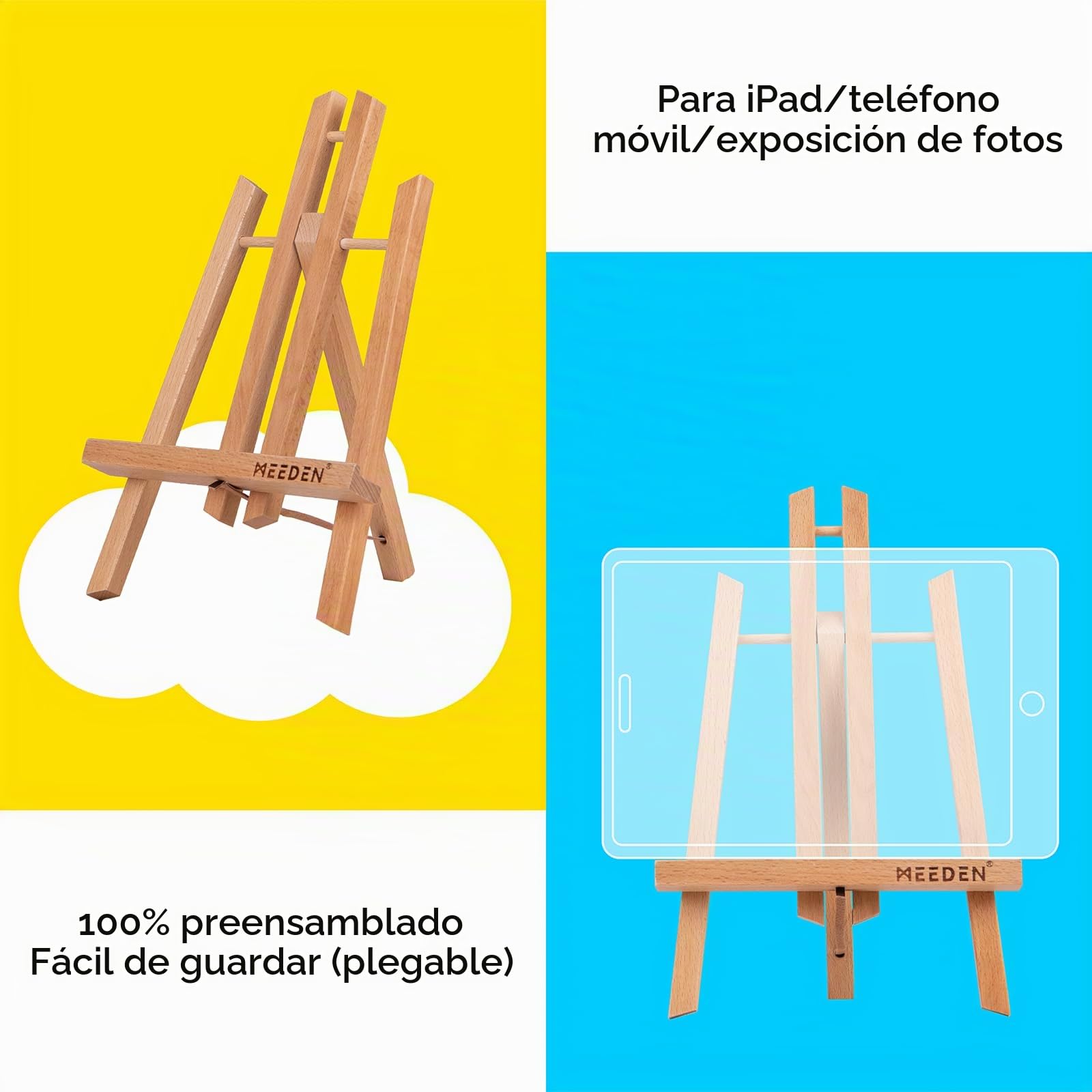 MEEDEN 30CM Caballete de mesa: 12 Pack Caballete de pintura de madera de haya - Plegable Caballete para la presentación de lienzos y marcos, Exhibiciones