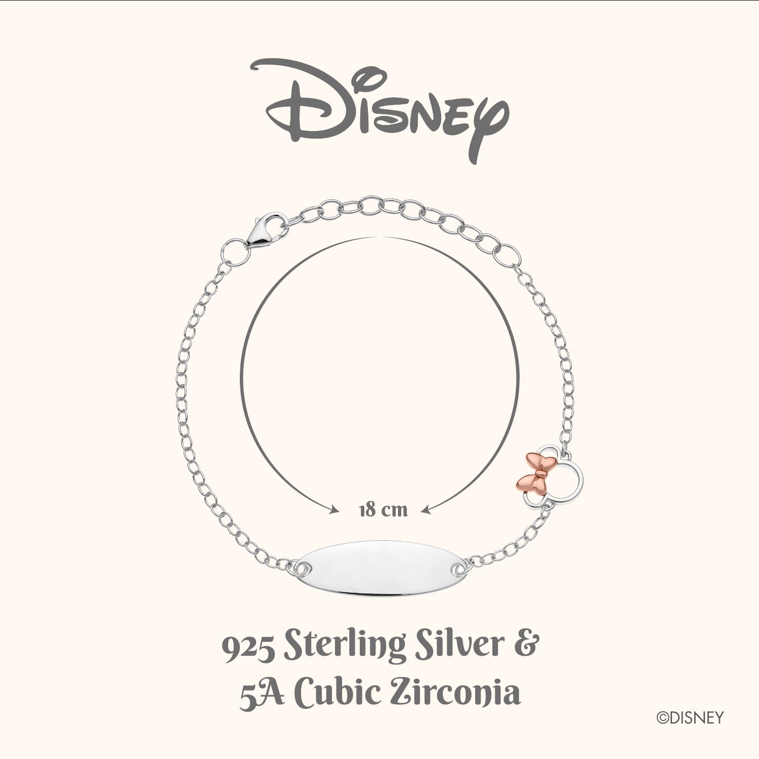 Pulsera Disney de Plata con Figura Central que representa a Minnie y Circonitas, Joyas Disney
