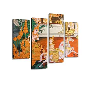 アート作品 油絵 絵画 芸術品 インテリア雑貨 タイThailand タペストリ Amazon.co.jp: 伝統的タイスタイル絵画キャンバス ウォール