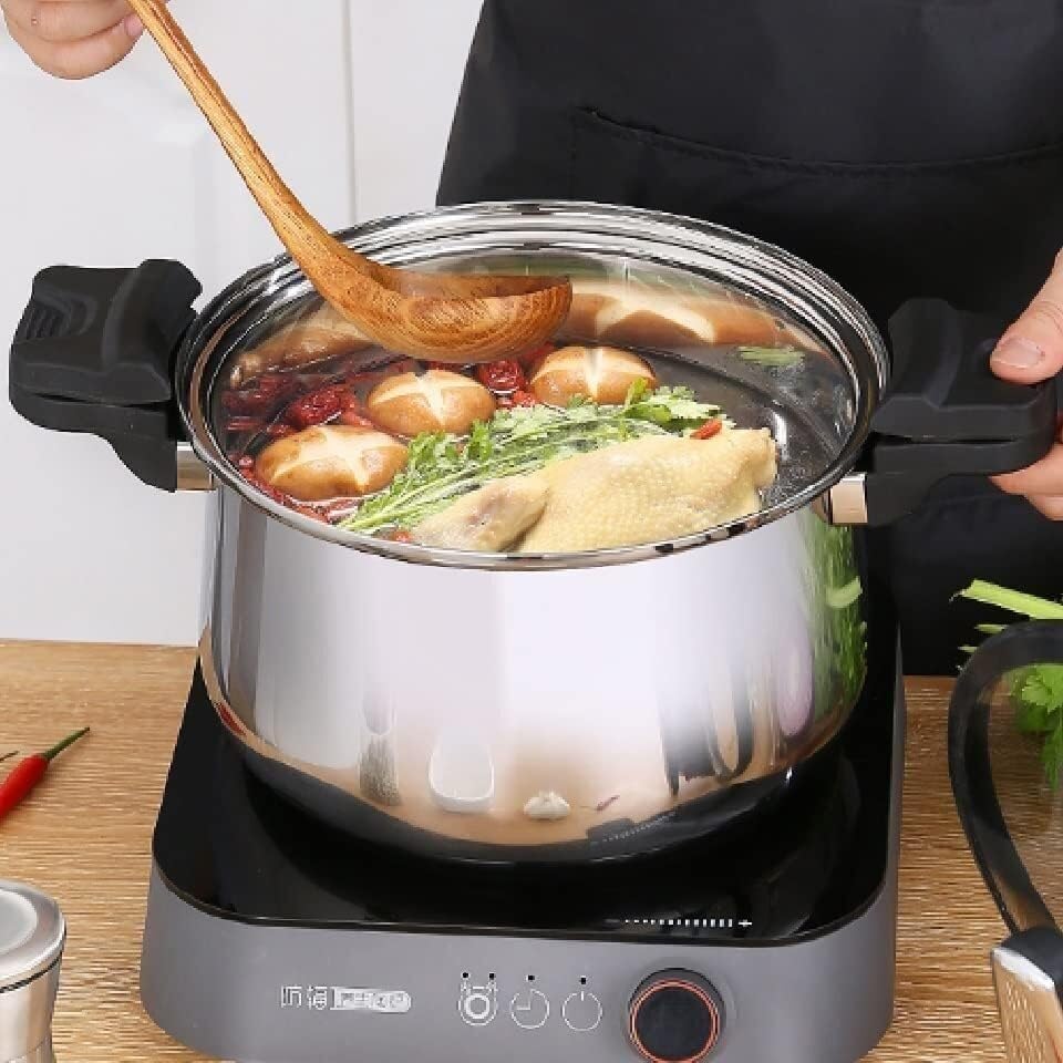 Electric Pressure Cooker, Stainless Steel Three Layer Steel Micro Pressure Cooker for Smoldering Soup Household Flat Bottom Cooking Pressure Cooker,One Color(22cm 3.5L)