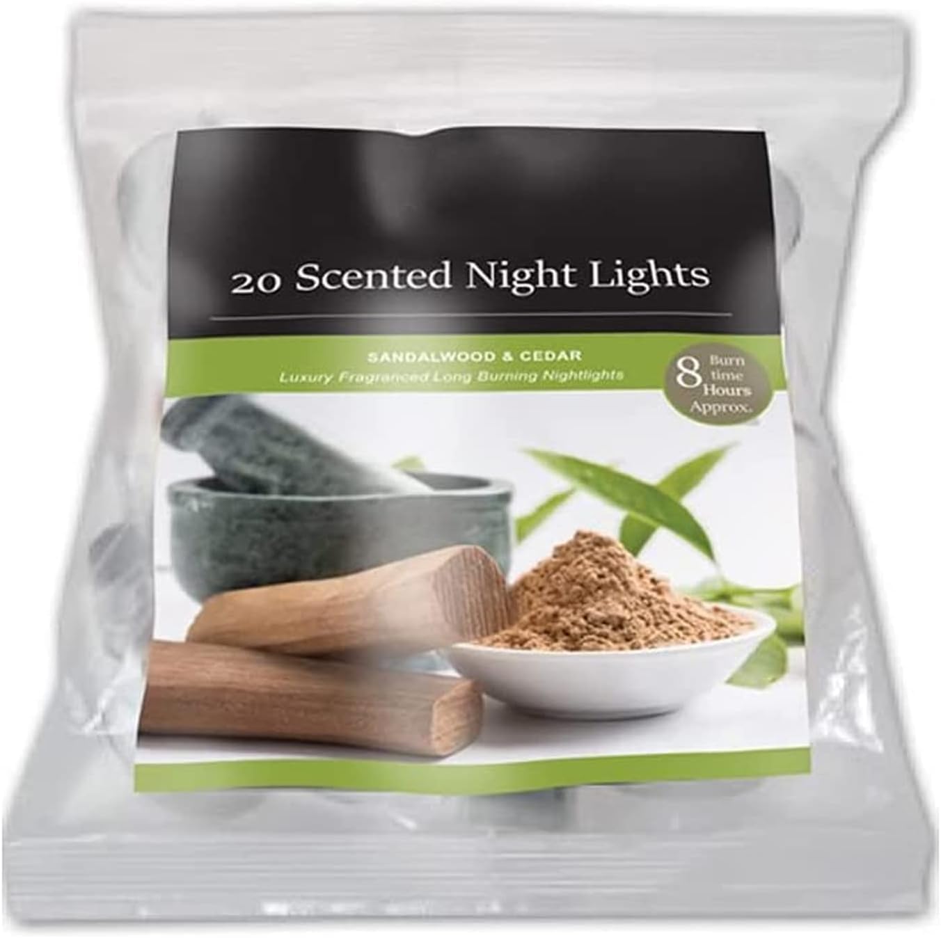 Fresh Scented Tealight Candles – Refreshing & Soothing Fragrances | Up to 8-Hour Burn Time | Premium Quality Decorative Tealights for Home Decor (Sandalwood & Cedar - Packs of 20)