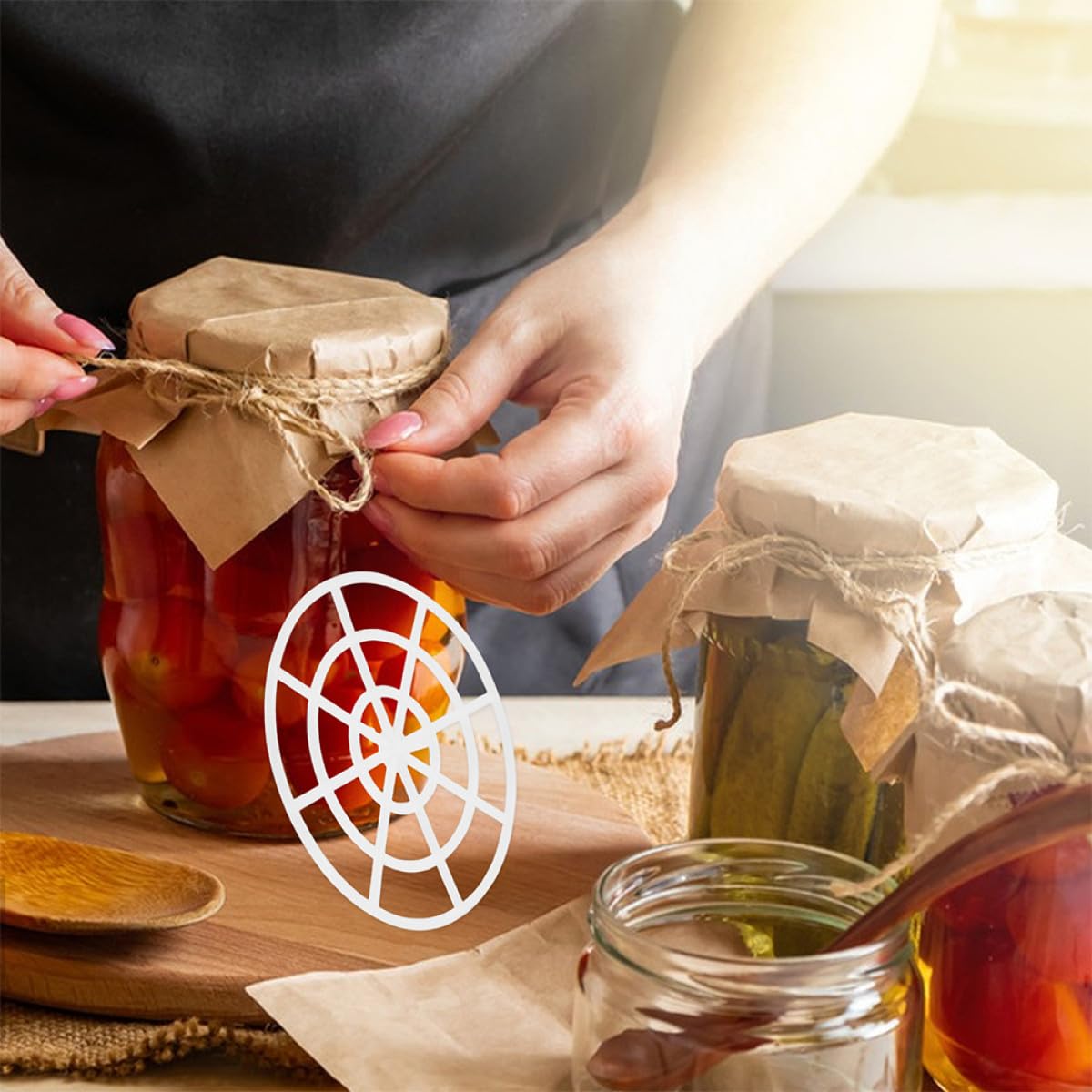 SHINEOFI Pressa per Verdure Bianca 10 Pezzi in Plastica per Fermentazione | Griglia a Pressione Uniforme, Uso Commerciale e Picnic All'aperto, Adatta per Sottaceti e Verdure