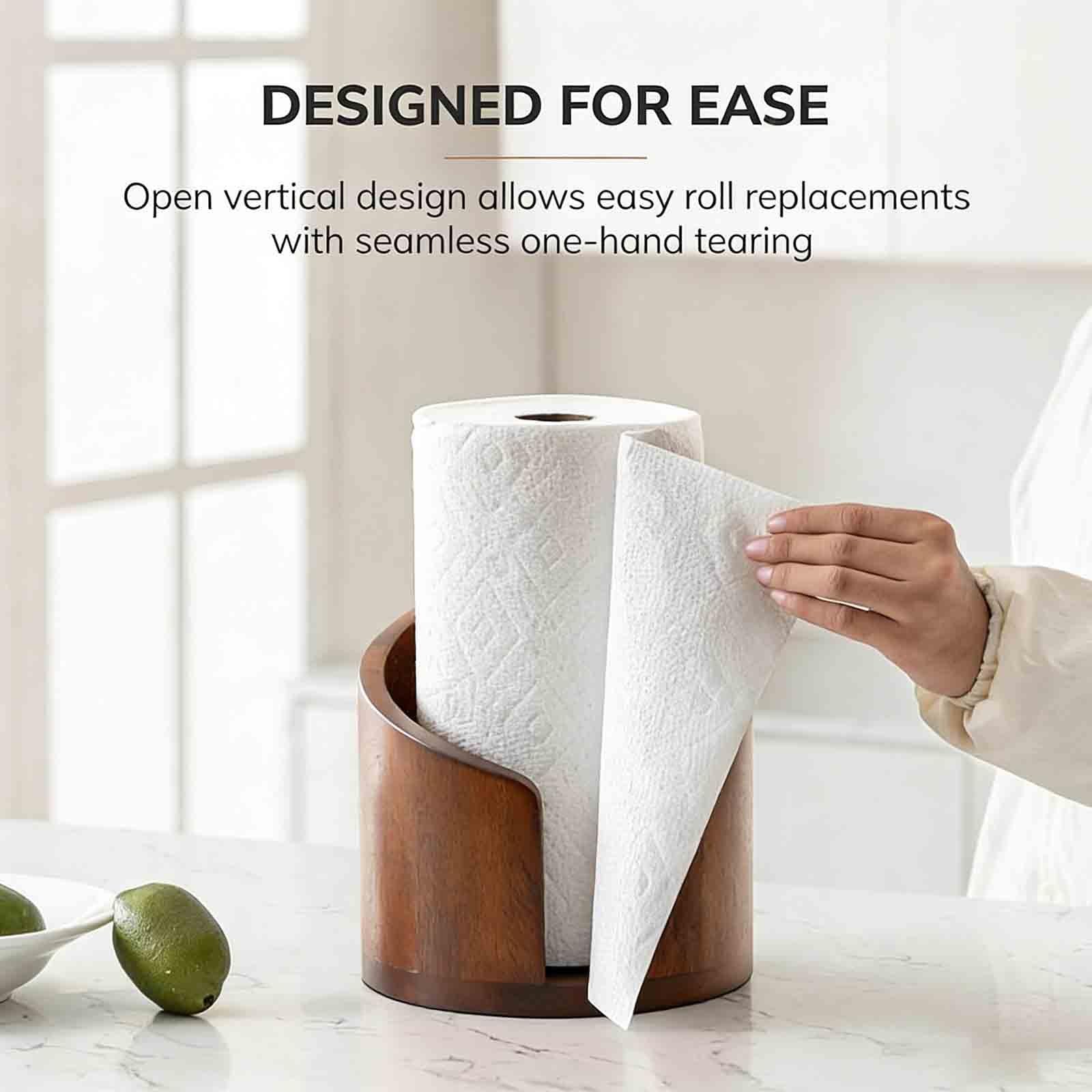 Encimera Madera Portarrollos Papel Higienico Fácil De Rasgar Parachoques Portarollos Cocina Estilo Rústico Portarrollos Papel Cocina Antideslizante para Salón(Gray)