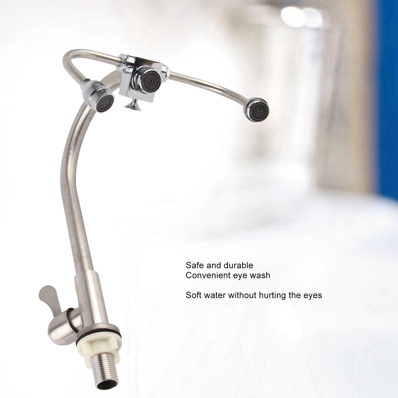 Srliya Kit de rinçage oculaire d'urgence, station de lavage des yeux montée sur le robinet, kit de lavage d'urgence à double usage avec filtre pour laboratoire, industrie, maison, G1/2