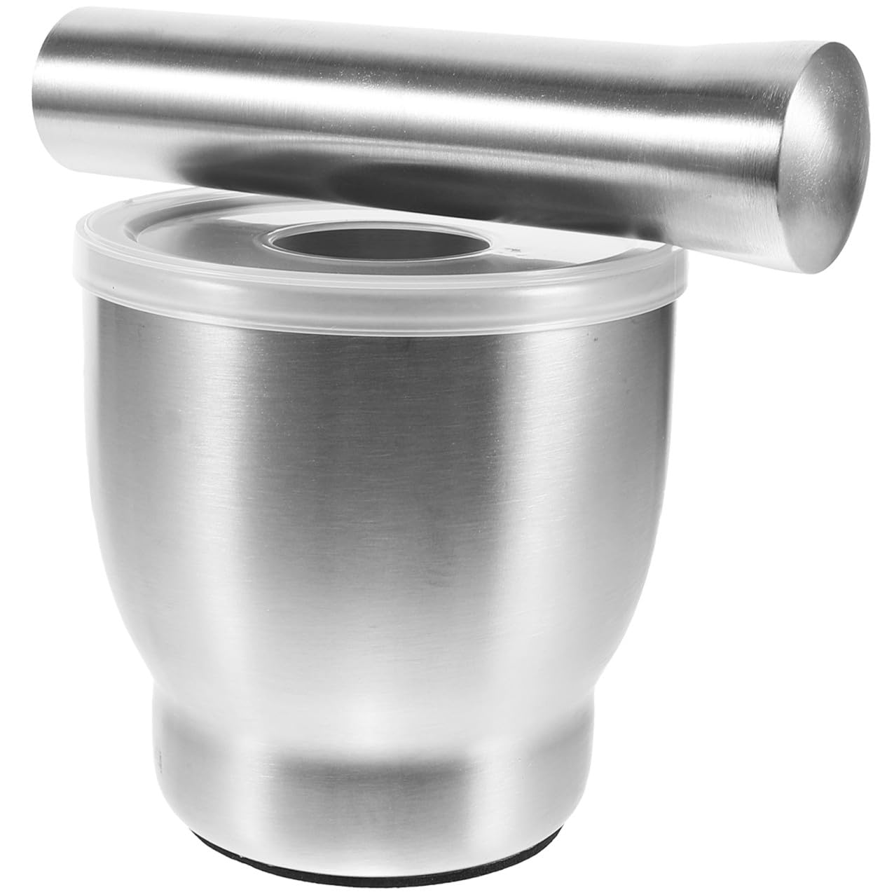 PRETYZOOM Pestello per Aglio in Acciaio Inox con Asta Ciotola e Piedistallo Utensile da Cucina per Triturare Aglio Spezie e Pesto in Polvere