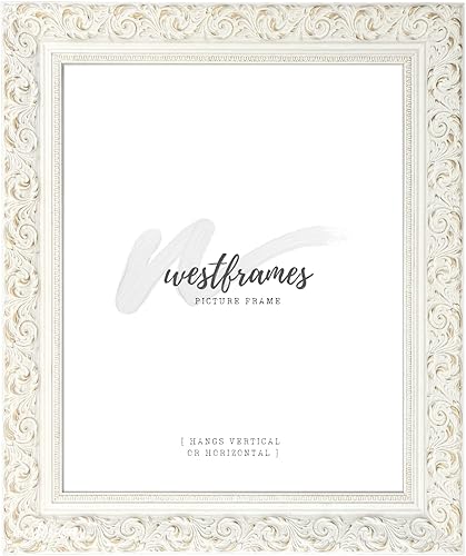 Miniatura 3 de Bella Marco de fotos de madera en relieve adornado francés de 2.5 pulgadas de ancho (solo marco vacío de 12 x 16 pulgadas, sin plexiglás, blanco