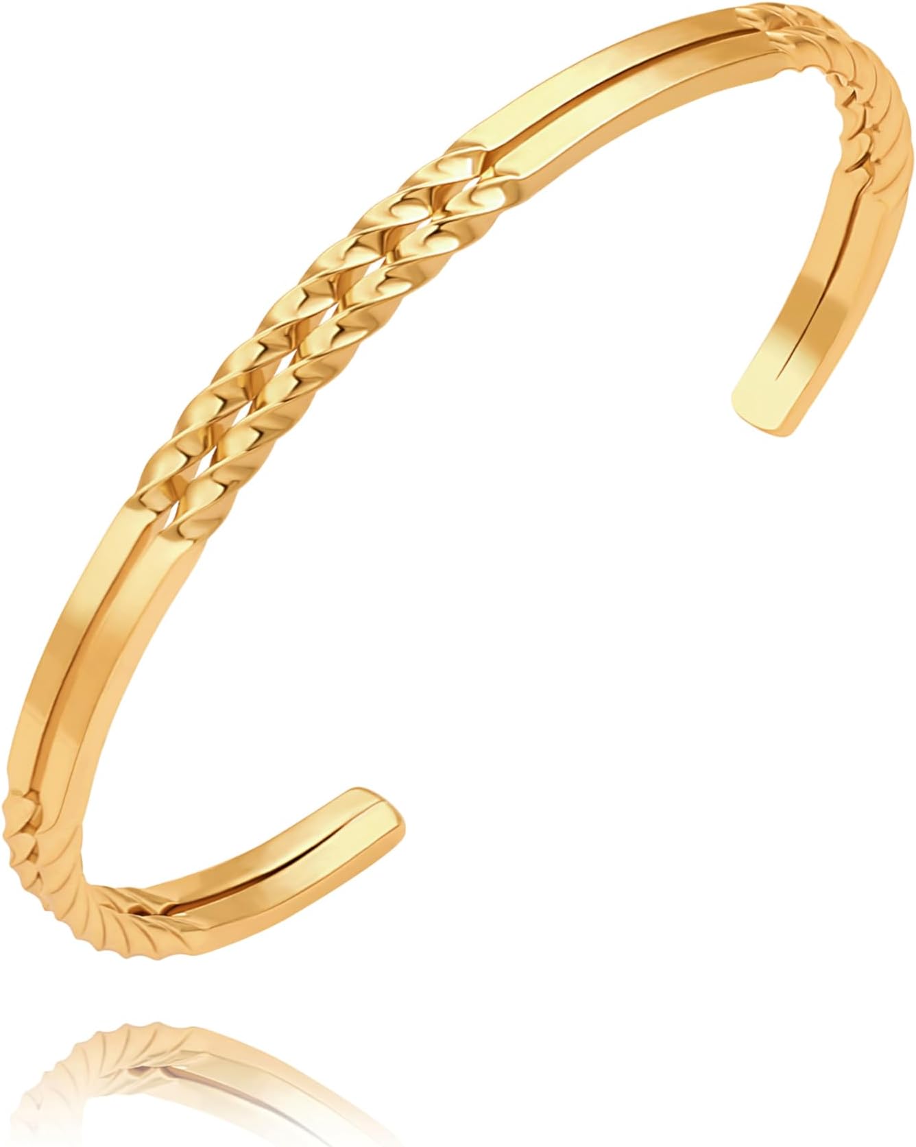 PERNNLA PEARL Dainty Gold Bar Bracelet for Women Simple Delicate Thin Cuff Bangle Hook Bracelet 18K Gold Plated Handmade Minimalist Jewelry