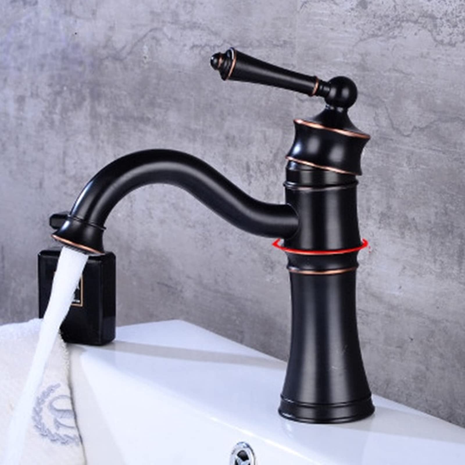 ZYCHSJXA Basin Faucets Black Bathroom Faucet Mixer Vintage Hot and Cold Wash Tap Sink Single Handle Crane Taps