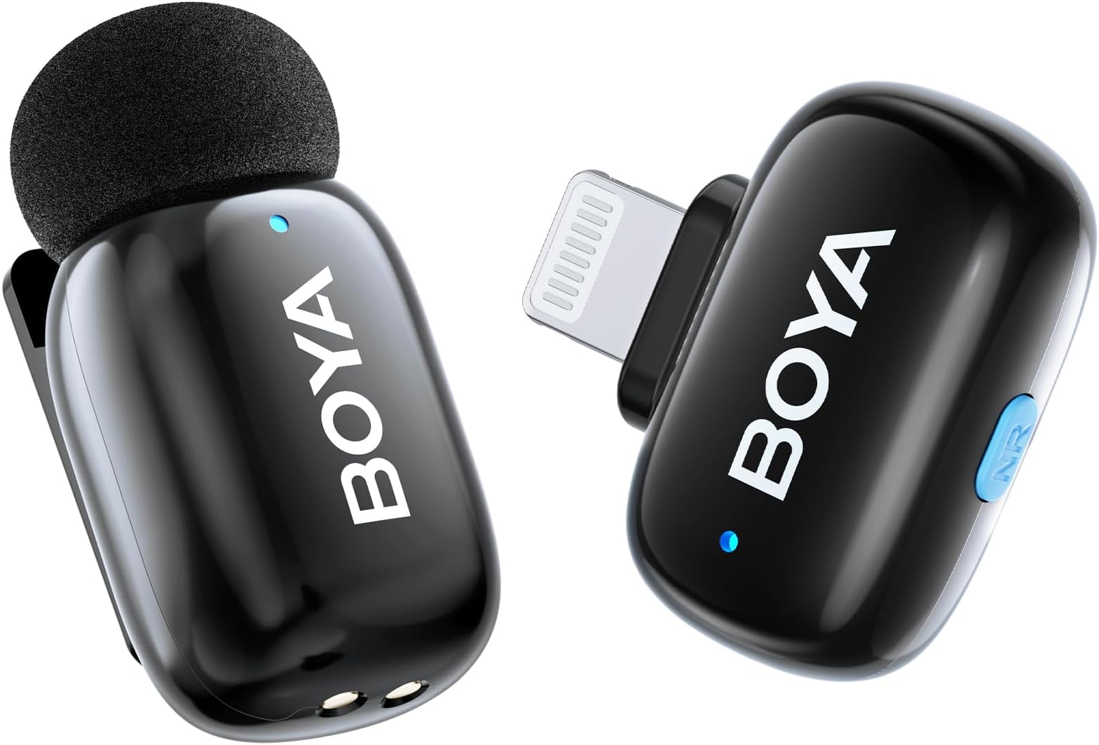 Boyamini Wireless Lavalier Microphone For iPhone iPad, Ultra mini microphone with AI Voice Change, Noise Reduction and Charging Case, Metal Clip on Mic Vlogging TikTok YouTube Content Creators