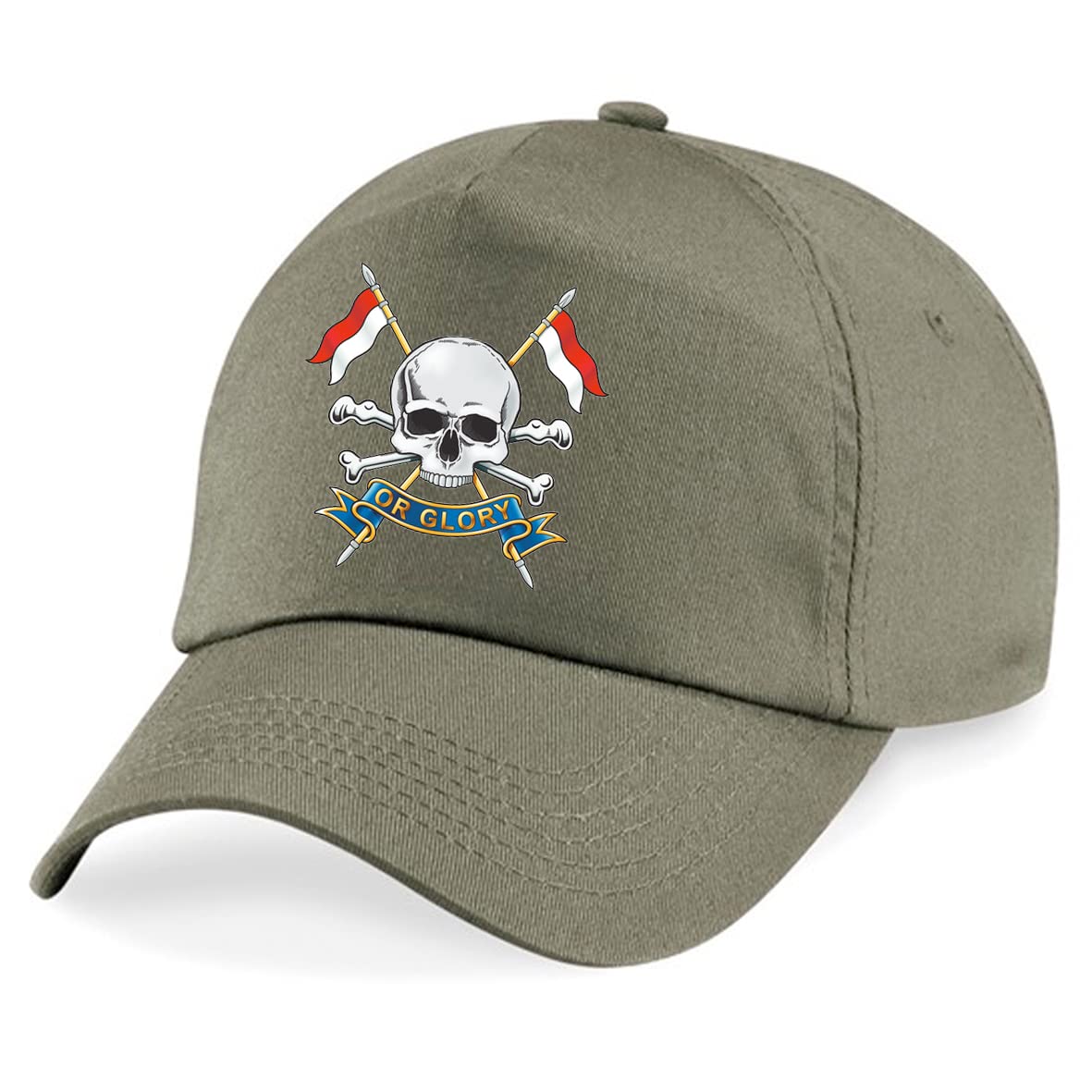 PSave Royal Lancers Insignia Embroidered Baseball Cap British Army Military Embroidery (Military Green)