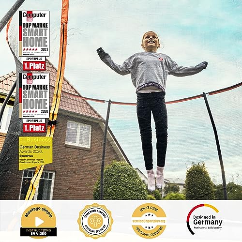 SportPlus | Trampoline pour Enfant Ø 305 & 366 cm, Cadre breveté, sécurisé grâce au Filet intérieur & à la Bordure, Trampoline extérieur Enfants & Adultes, Max 120 kg ou 150 kg – Image 3