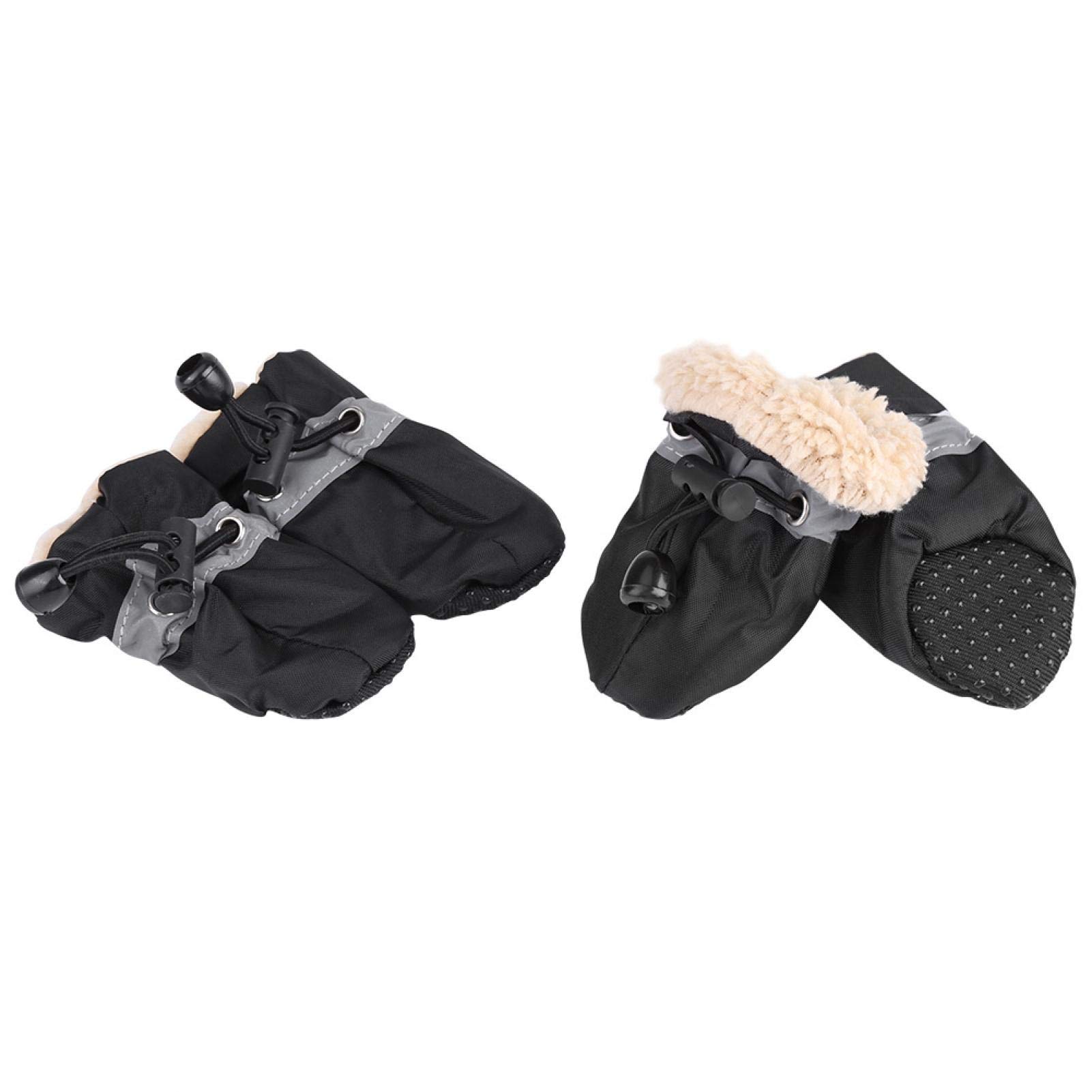 4Pcs/Set No Slip Pet Dog Shoes Boots with Soft Cotton Dog Socks Soft Cotton Padded Pets Protector for Indoor and Outdoor(3-Black)