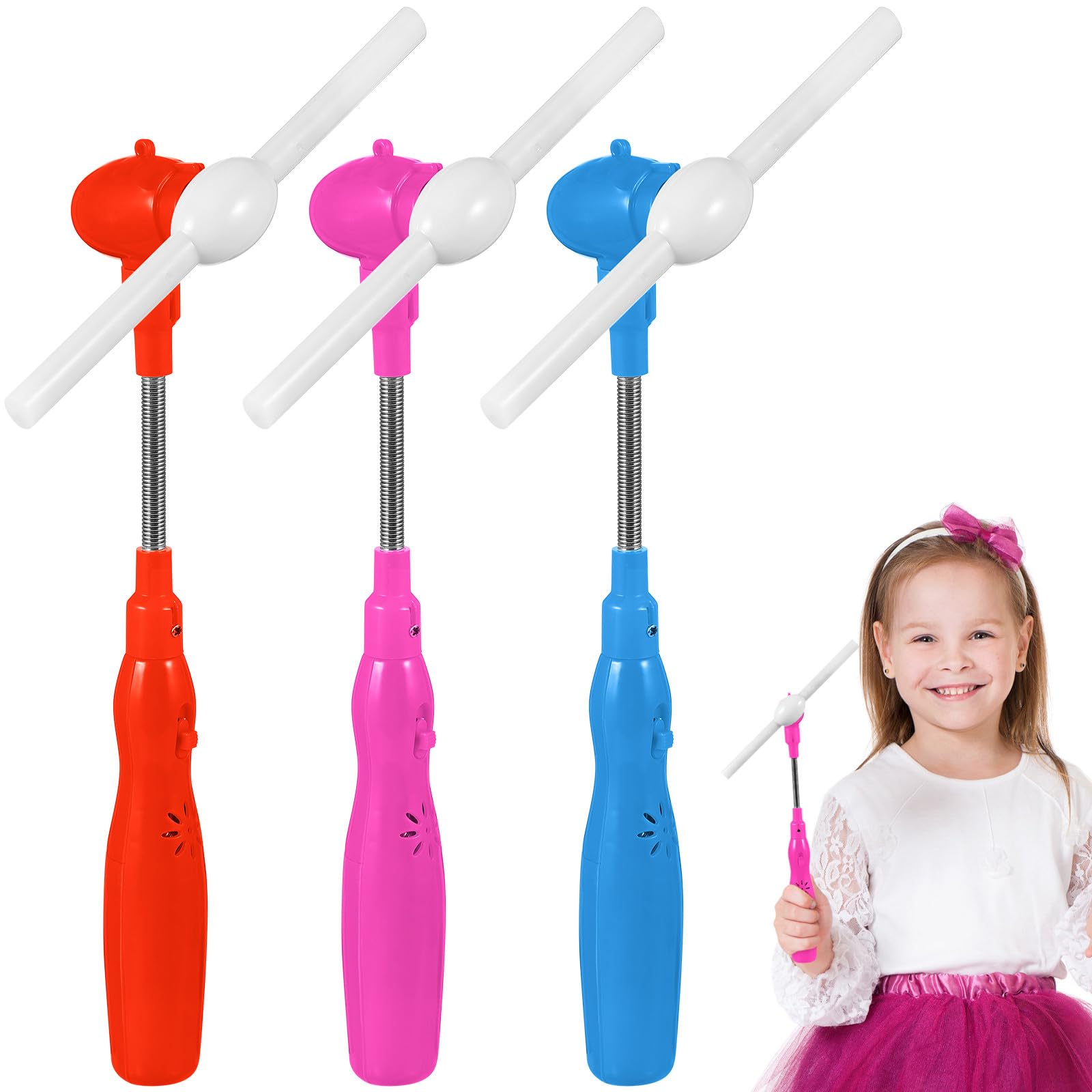 TOYANDONA 3 Pcs Flashing Light Up Windmills - Led Light Up Wands with Music, Spinning Glow in The Dark Windmill for Party Supplies, Outdoor Game, Festivals (random Color)