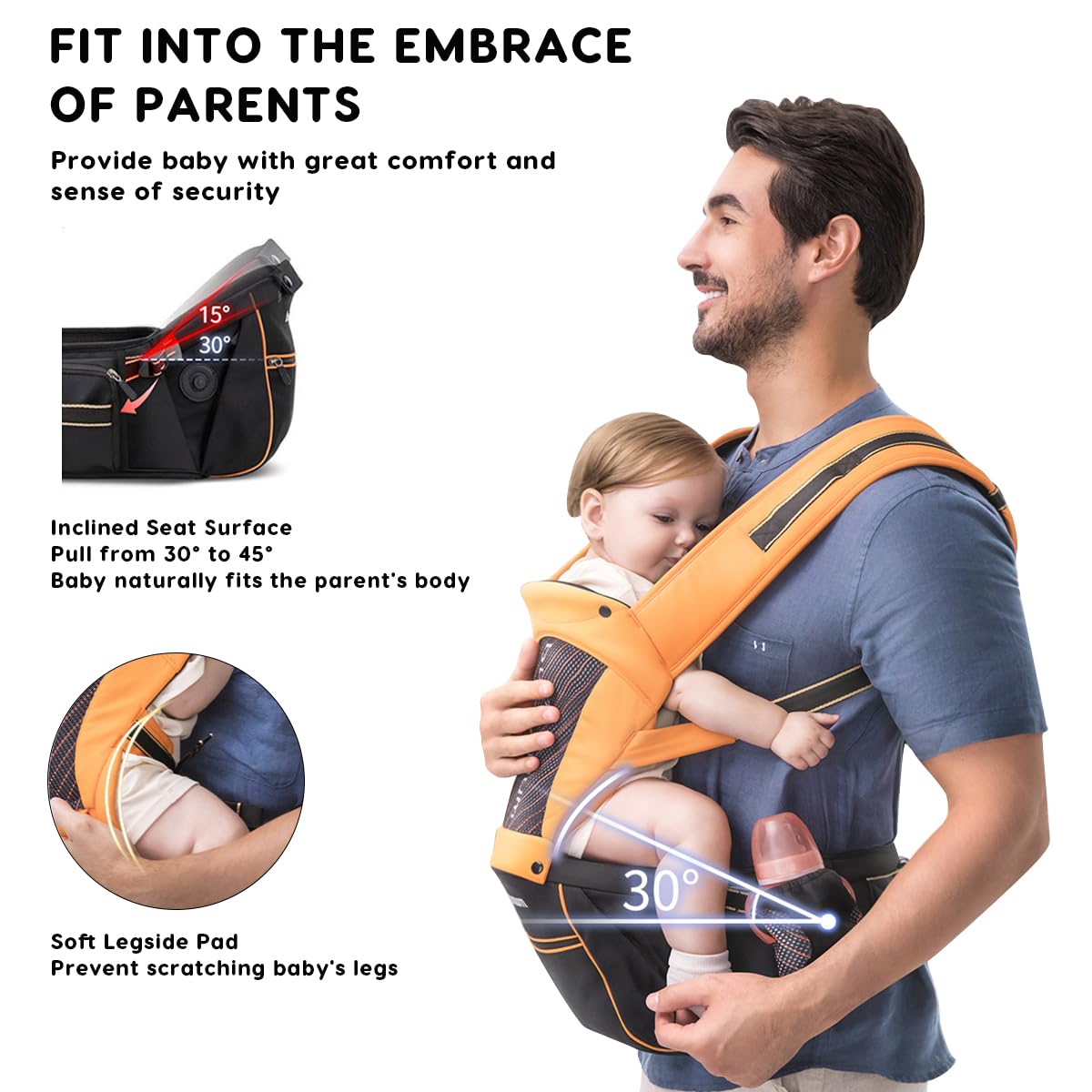 SONARIN 3 in 1 Regolabile Marsupio Neonati con Sedile,Portantina Multifunzionale Ergonomico Porta Bambino Fascia Porta Bebè Multi-Posizioni per Neonati Bambini 0-36 Mesi(Blu)