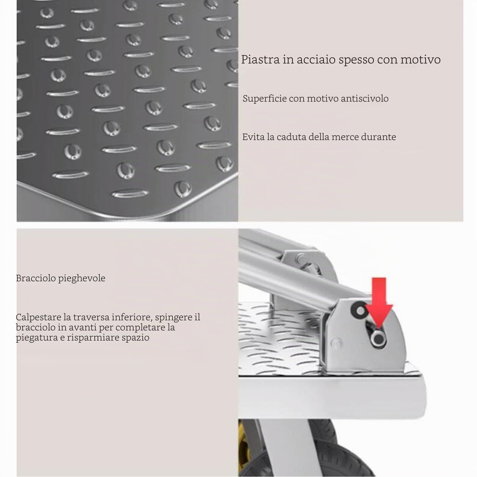 Carrelli a piattaforma Pieghevole Carrello Con Piattaforma,Per Carichi Pesanti Carrello In Acciaio Carrelli Manuali Pesanti Della Piattaforma Industriale Con Ruote Rotanti A 360°,maga C(Size:60x40cm)
