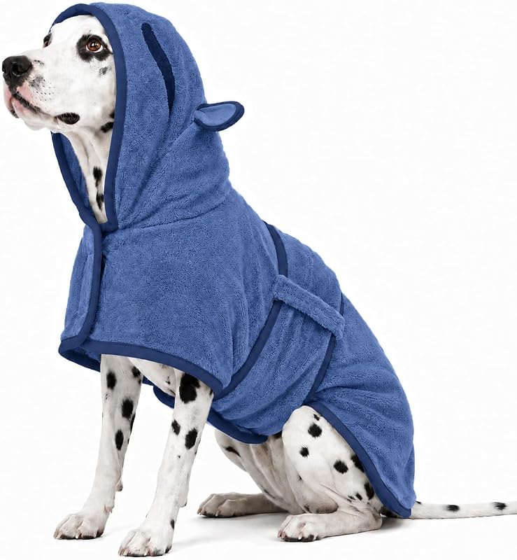 Roupão de Banho para Cães em Microfibra Absorvente ADNIKIA Azul XL