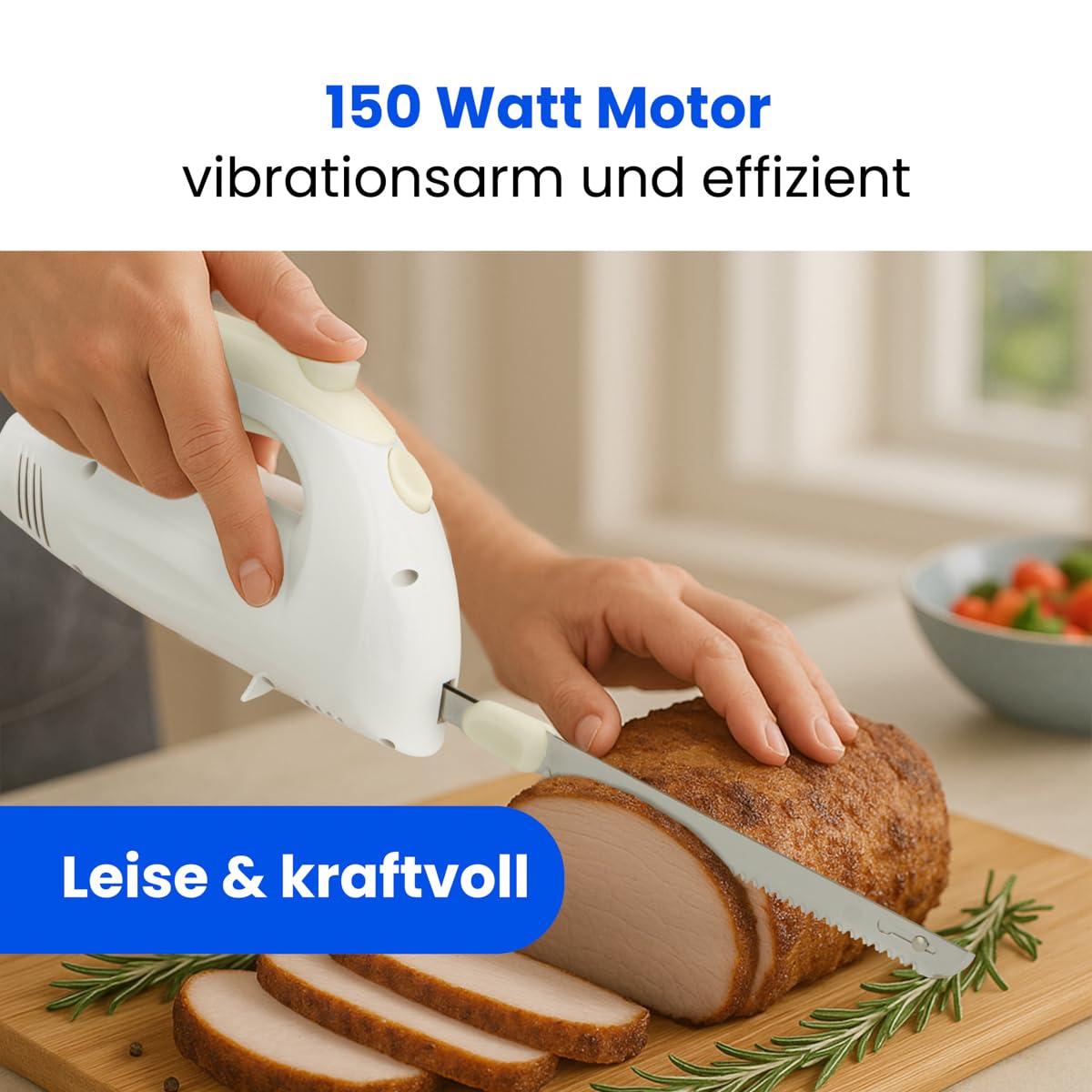 Clatronic Couteau électrique Couteau électrique | Lame en acier inoxydable | Inoxydable et lavable au lave-vaisselle | Moteur puissant de 150 W | Couteau de cuisine électrique | EM 3062