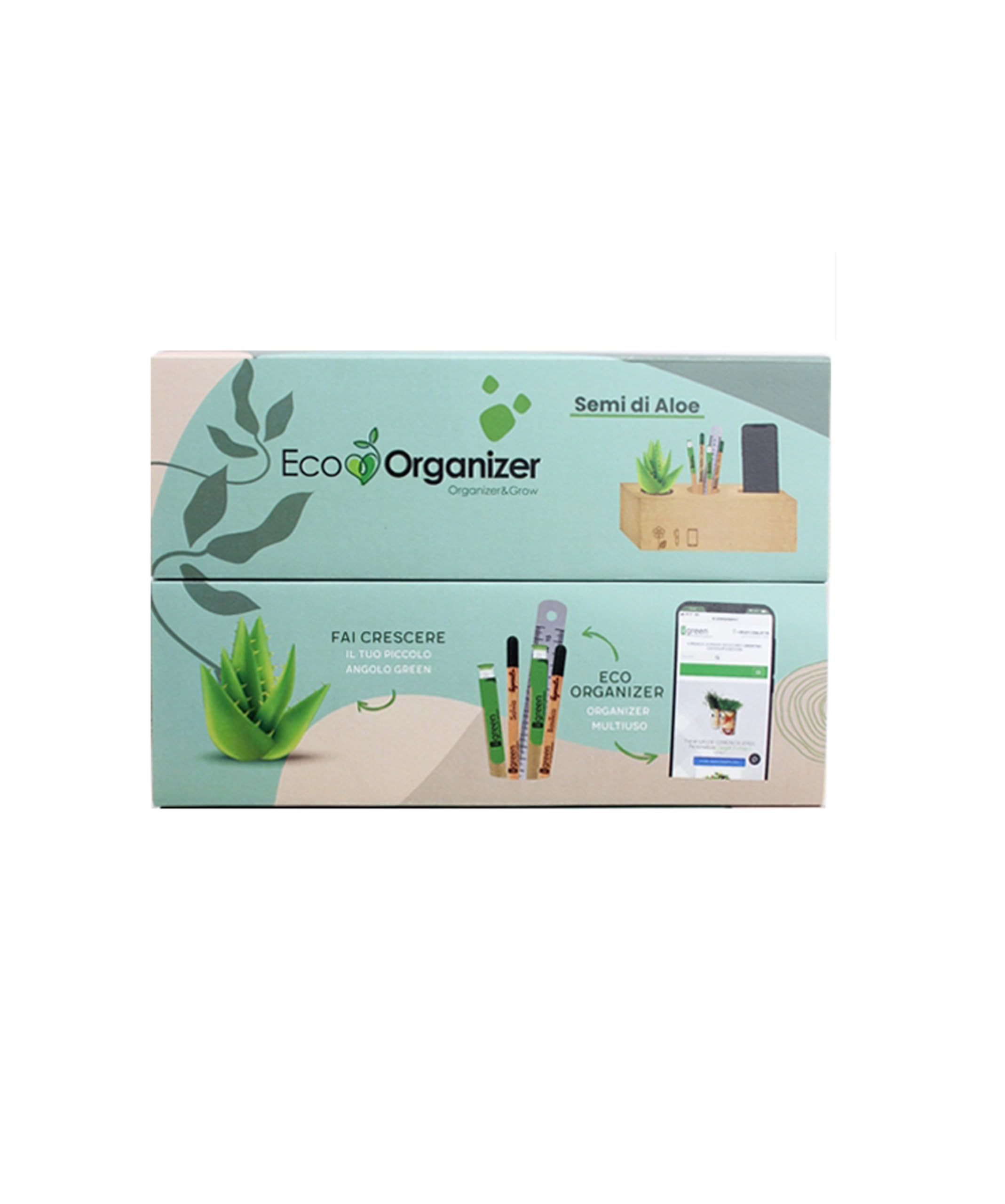 Organisateur de bureau idée cadeau écologique avec kit plante Aloe et support