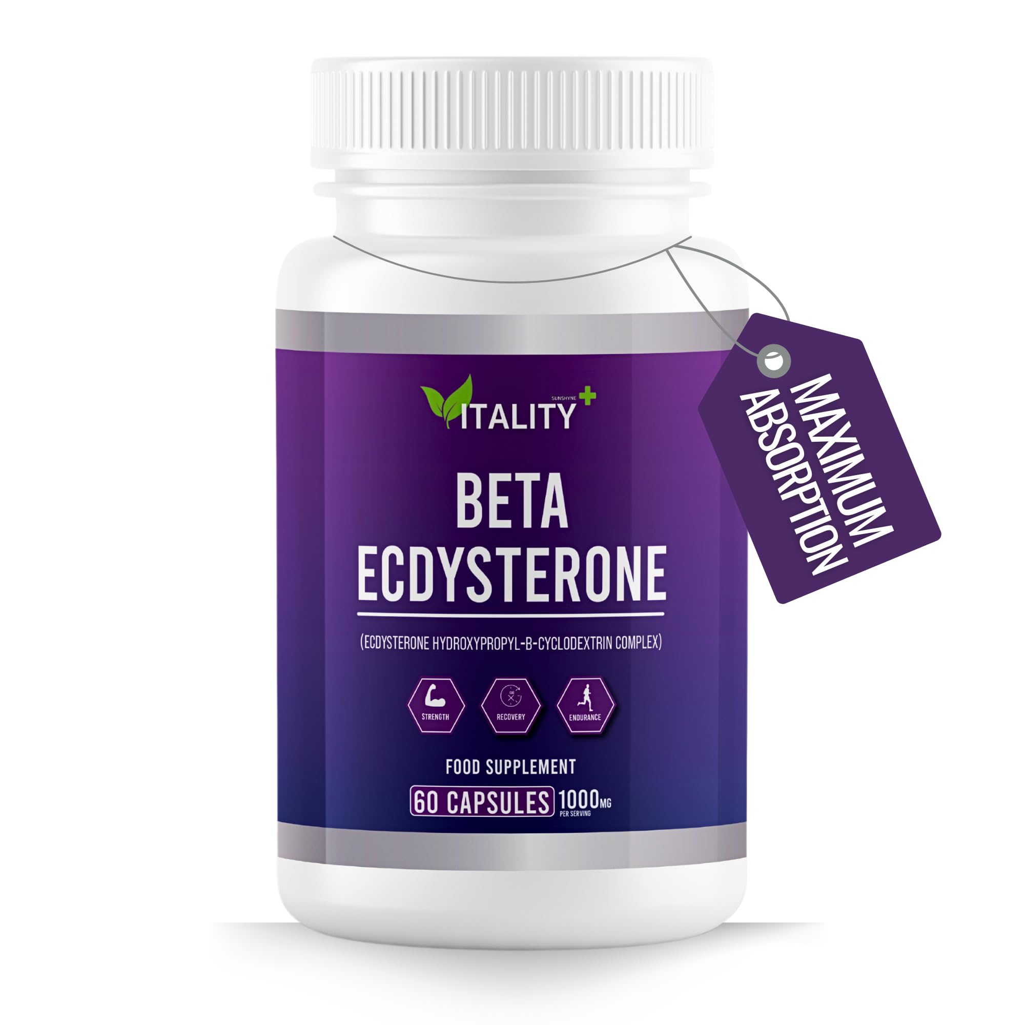 Beta Ecdysterone Supplement 1000mg | Increases Lean Muscle Mass, Exercise Performance, Strength and Protein Synthesis, Maximum Purity Formulated for Increased Absorption 60 Capsules |1 Month Supply
