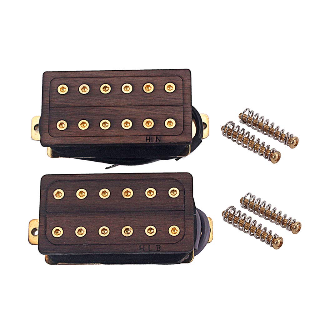 Alnicov 1 Set Pickup per chitarra in palissandro Neck & Bridge 50 / 52Mm Pickup humbucker per chitarra elettrica a 6 corde con viti dorate