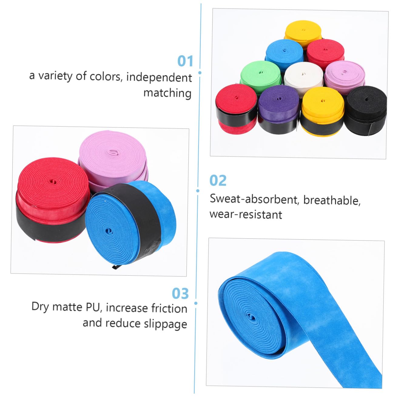 Abaodam 36pezzi Racket Overgrips Antiscivolo per Tennis e Badminton Nastro Grip Assorbente per Sudore Pu Design Comfort e Controllo per Giocatori Sportivi