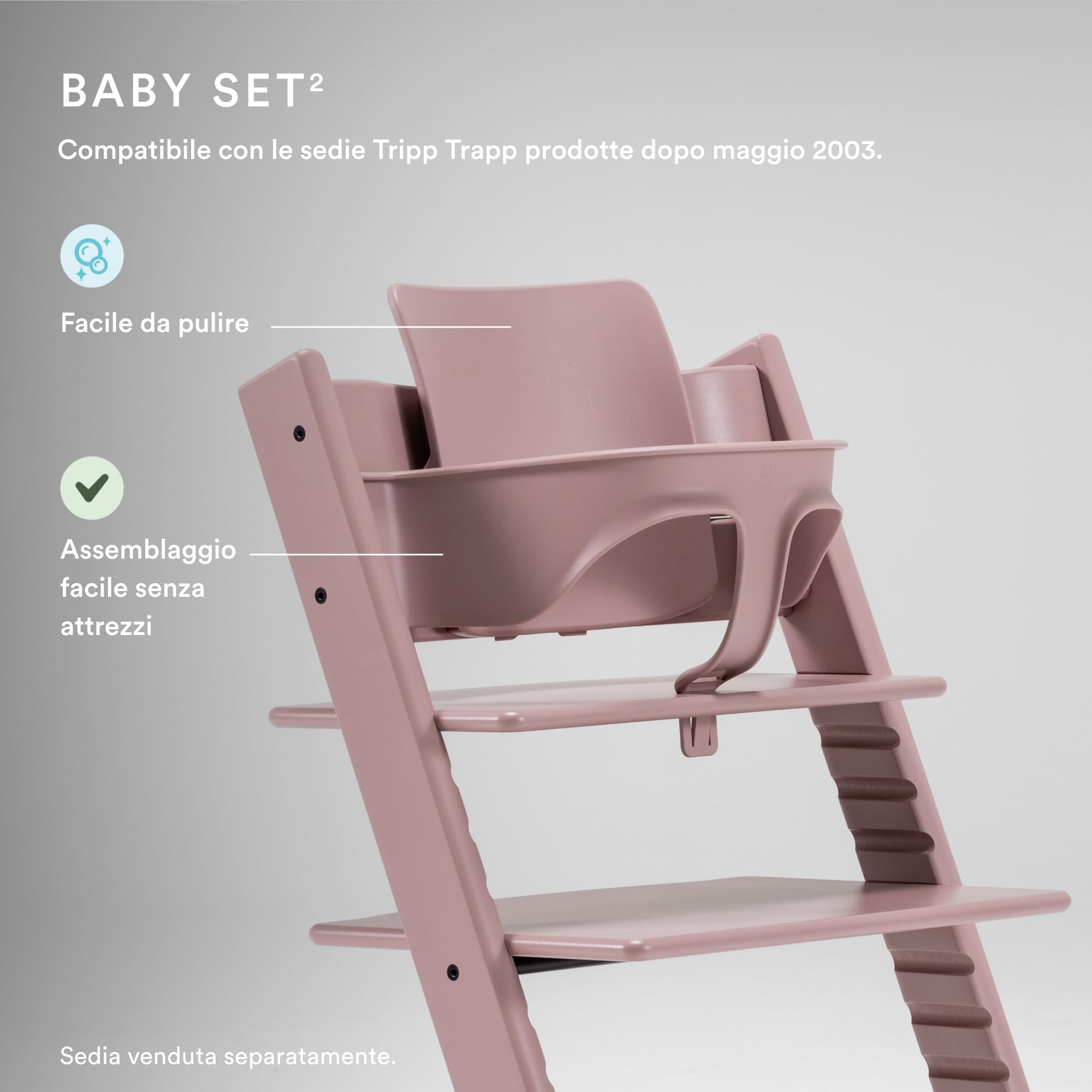 Tripp Trapp Baby Set 2 di Stokke, Heather Mauve - Ideale per bambini dai 6 ai 36 mesi - Trasforma le sedie Tripp Trapp prodotte dopo maggio 2003 in un comodo seggiolone