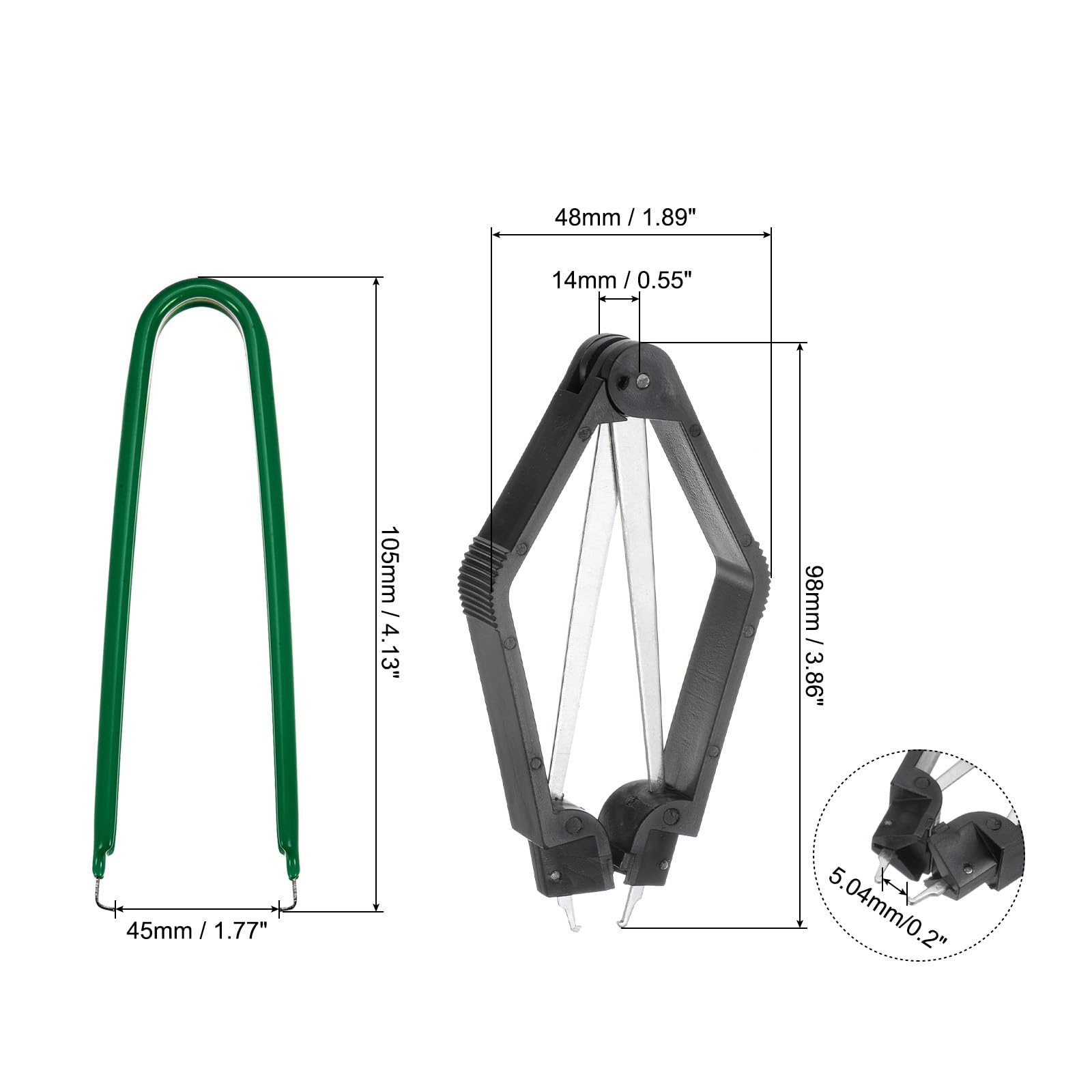 QUARKZMAN Estrattore di Chip Ic 100 Mm in Acciaio Inossidabile con Estrattore per Interruttore Chip Ic a Forma di U Verde per Scheda Madre Componente, 2pz