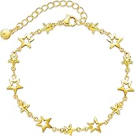 Vista 42 de Delicadas pulseras de oro para mujer, chapado en oro 18, ajustable, mal de ojo, mariposa, cuentas, perla, corazón, turquesa, hecha a mano para mujer