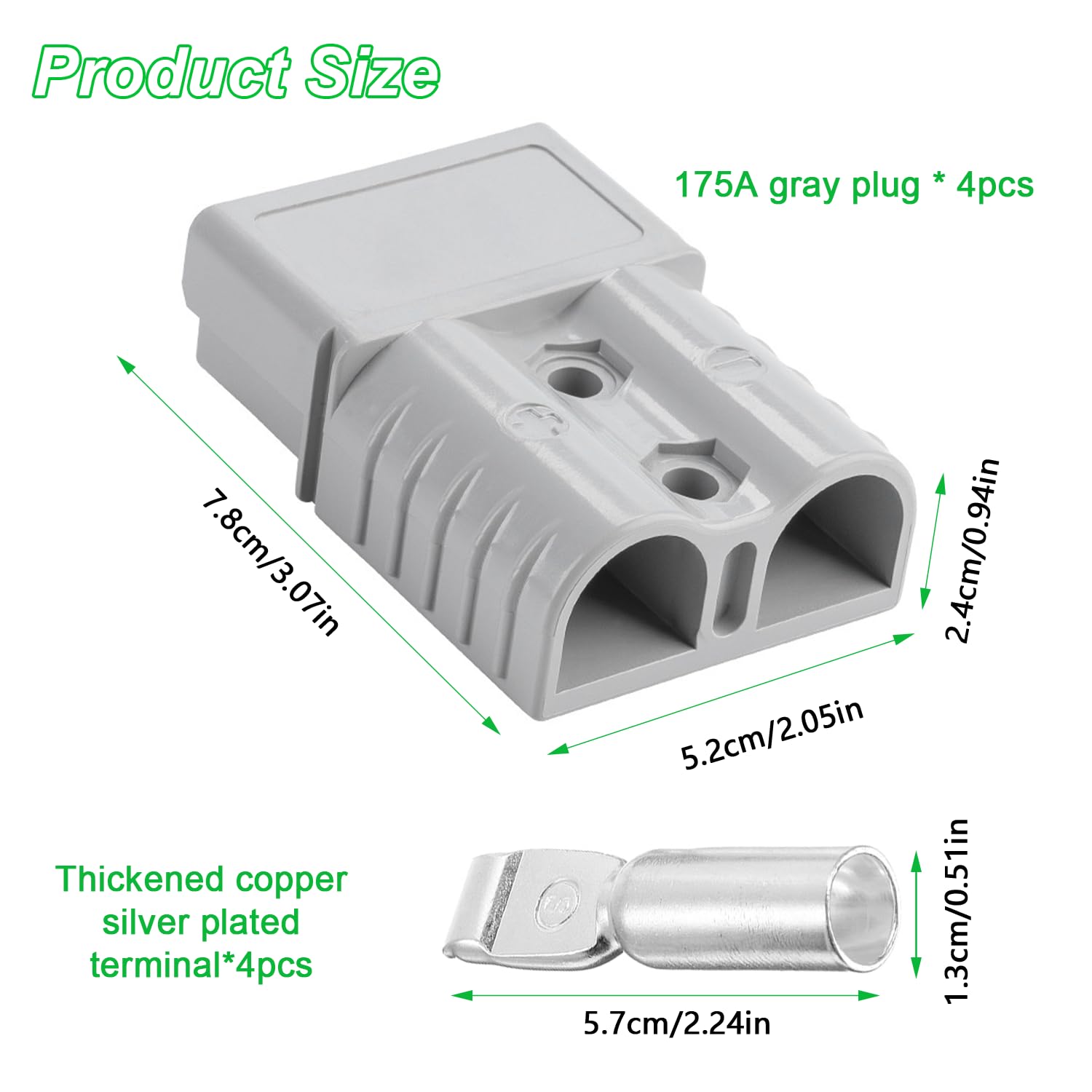 4 piezas 175A 600V Batería Quick Connect, Conectores Eléctricos Rápidos Coche, Rápido Enchufe Terminal Kit, Conectores Terminal Batería Automóvil, Conectores de Batería para Automóviles y Vehículos