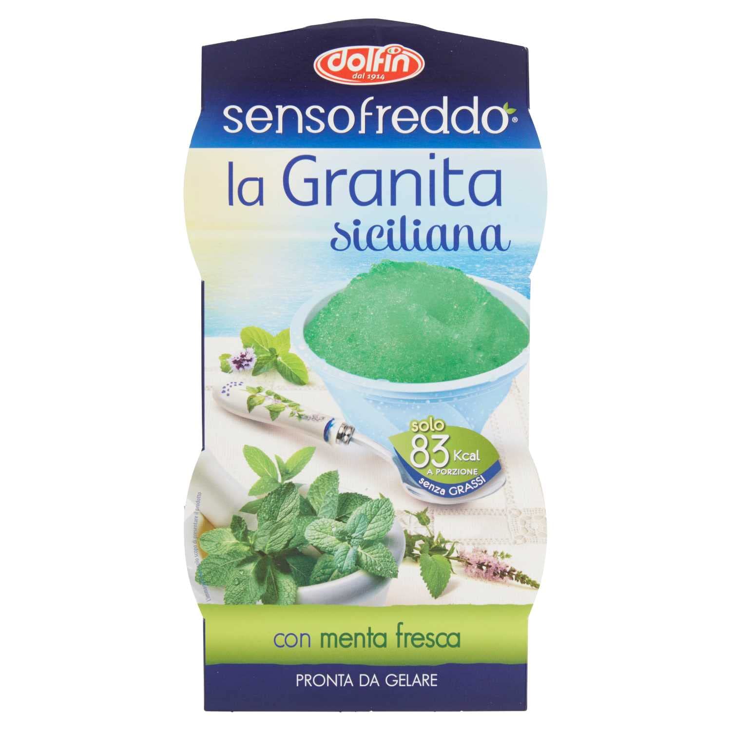 Granité Sicilienne au goût menta Senso Froid Dolfin Prêt à Gâcher, Lucgel, 12 flacons de 100 ml