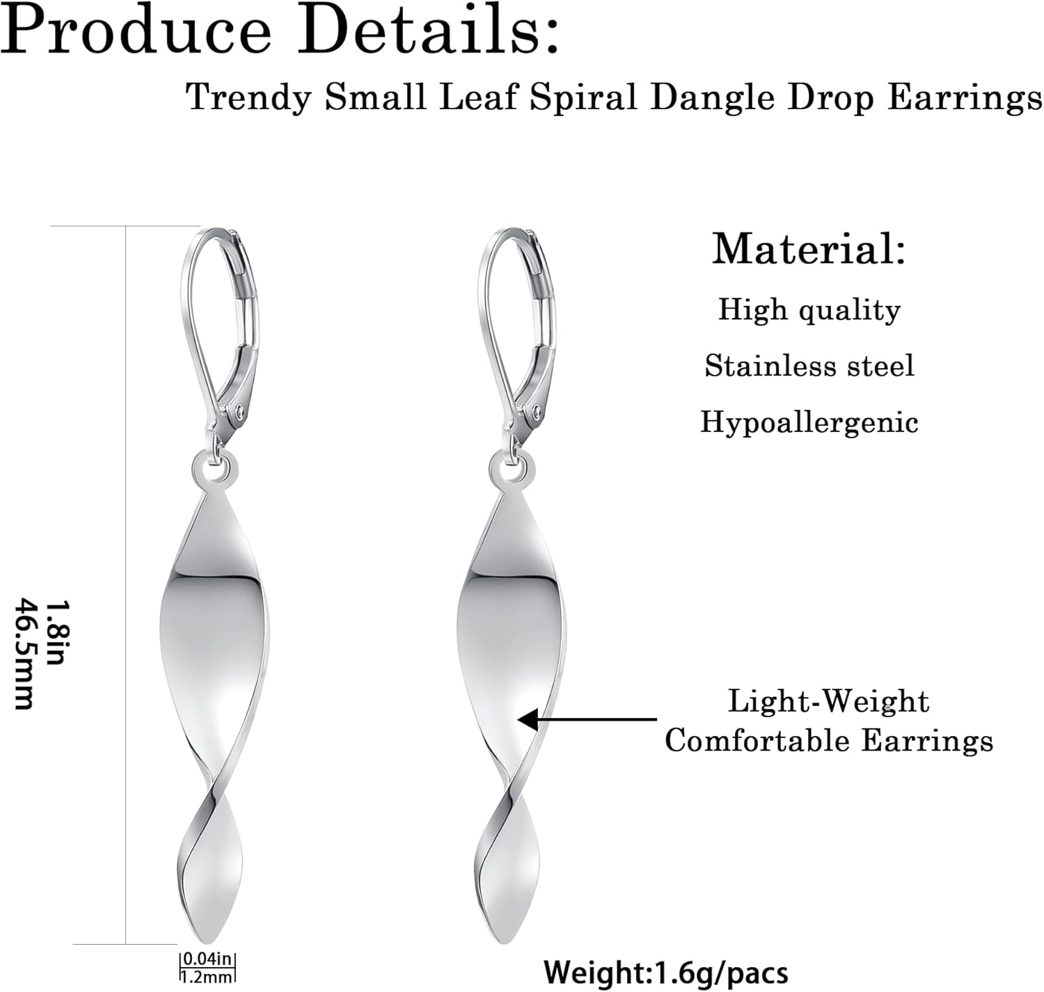 FLYUN 18k Gold Plated Small Leaf Spiral Twisted Dangle Earrings For Women Trendy-Hypoallergenic Leverback Handmade Drop Dangle Jewelry Gifts For Her - Image 4