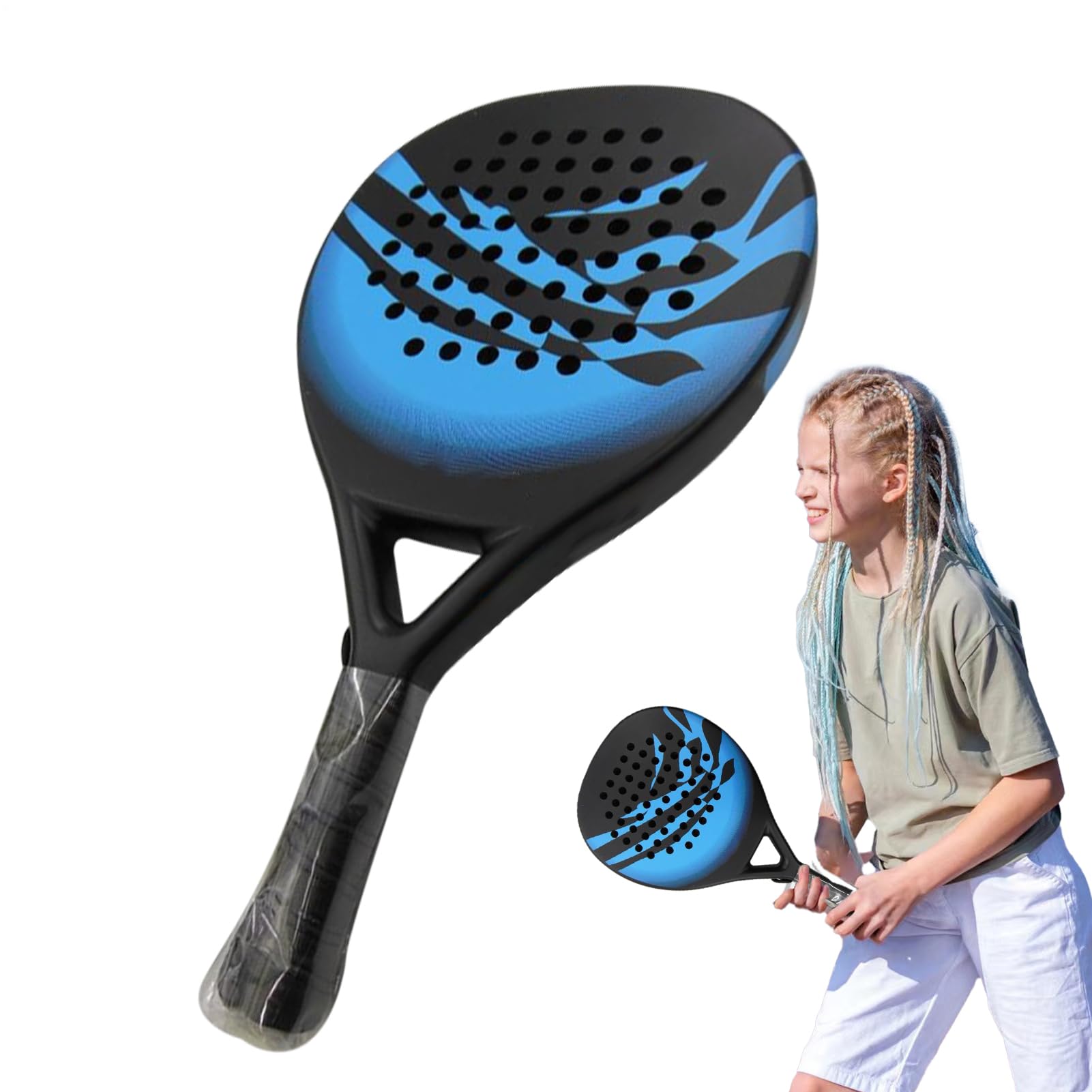 Paddle Racket, Racket, Carbon Fiber Paddle, Ergonomic Grip Design, Lightweight Build, Family Sports Play Beginners Professionals, 18.5x10.43x1.5