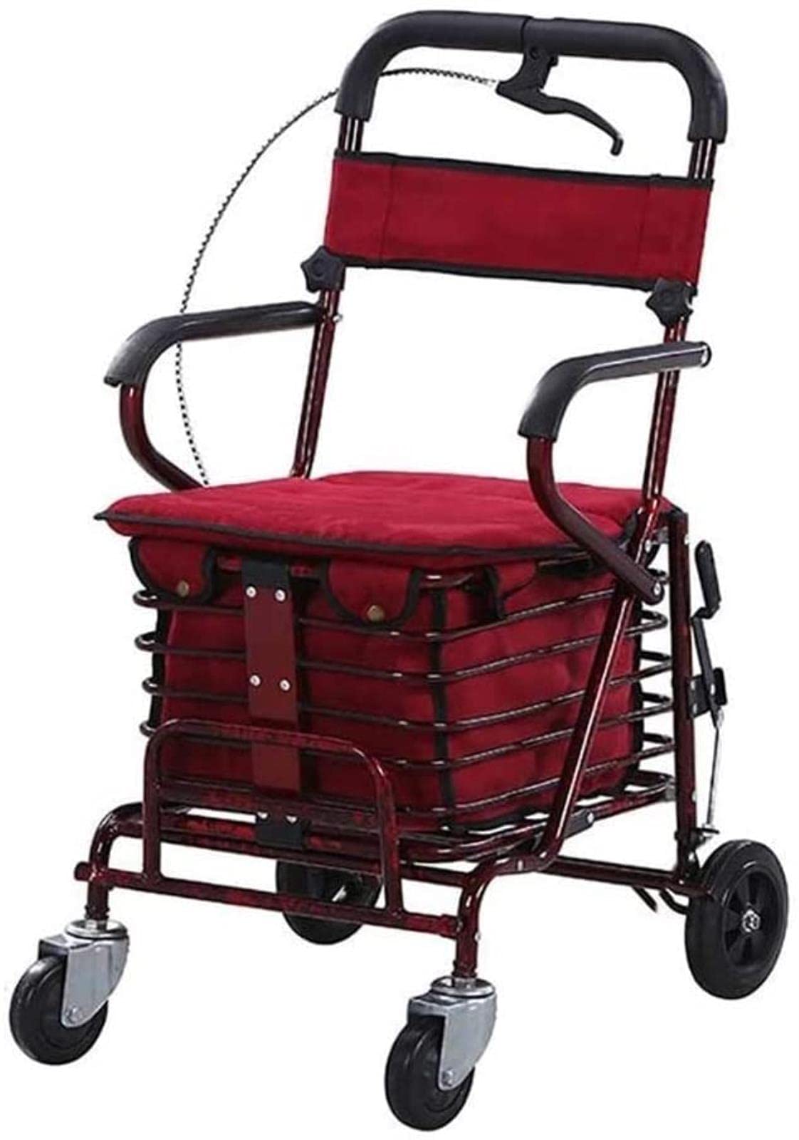 Rollator Walker dla seniorów Rollator Rollator ze składanym chodzikiem na 4 kołach ze zdejmowanym podparciem pleców W zestawie z wyściełanym siedziskiem i koszem do przechowywania