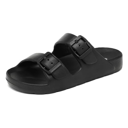 INMINPIN Boys Girls Double Buckle Slide Sandals Comfort Beach Pool Shower Slippers Adjustable Indoor Outdoor Little Kid/Big Kid