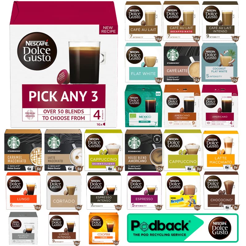 Nescafe Dolce Gusto Coffee, Tea, Chocolate Pods. Pick Any 3 Packs from