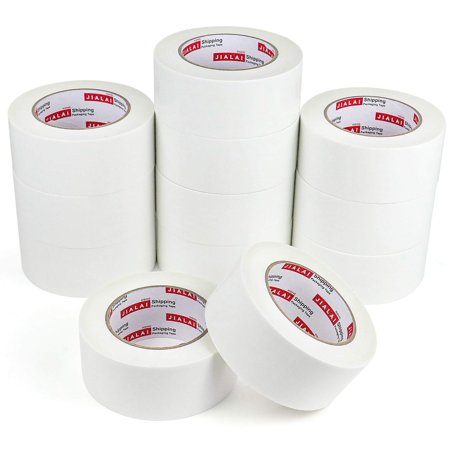 JIALAI HOME White Duct Tape Heavy Duty, 12 Roll Multi Pack, 30 Yards x 2 Inch, 9 Mil Strong, Flexible, Waterproof and Tear by Hand - for Home Use,