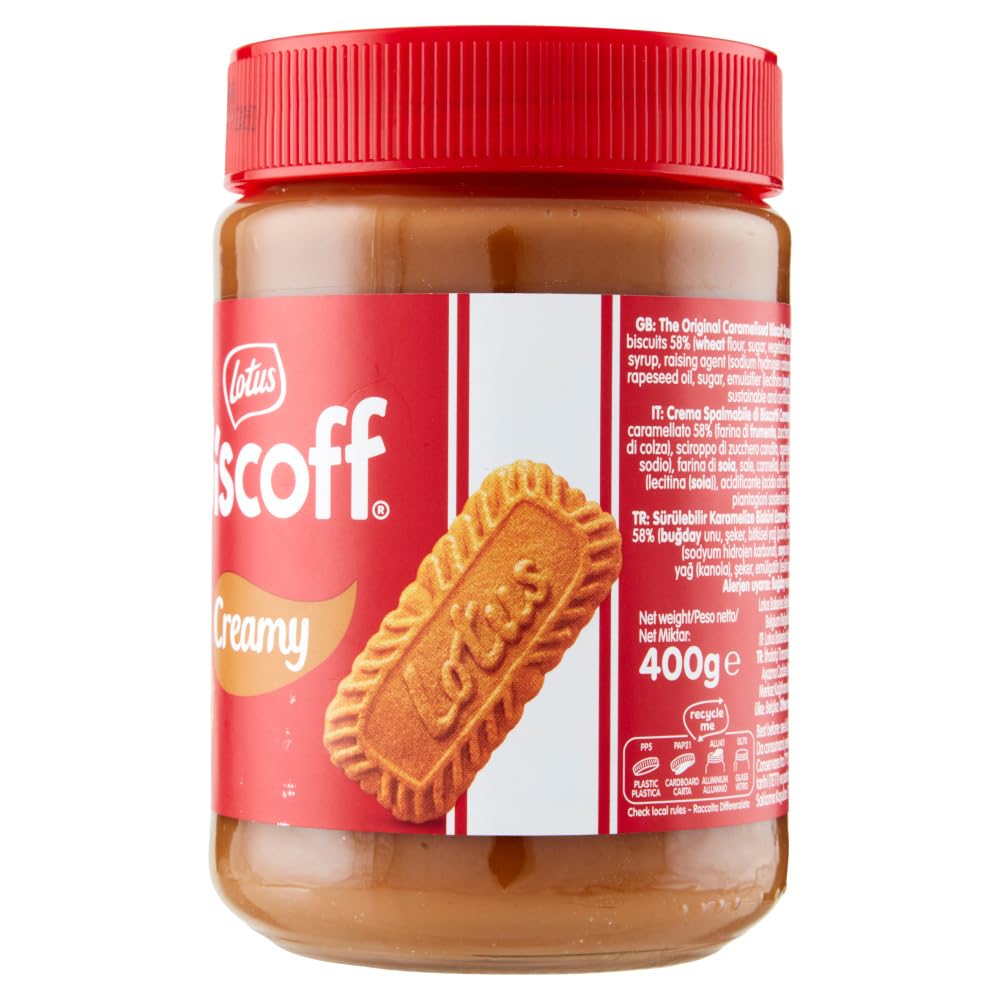 Italian Gourmet Crème Lotus Biscoff Creamy 12 x 400 g – pâte à tartiner biscuit caramelisée, texture onctueuse, idéale petit-déjeuner & desserts, maxi pack 4,8 kg + Italian Gourmet Polpa