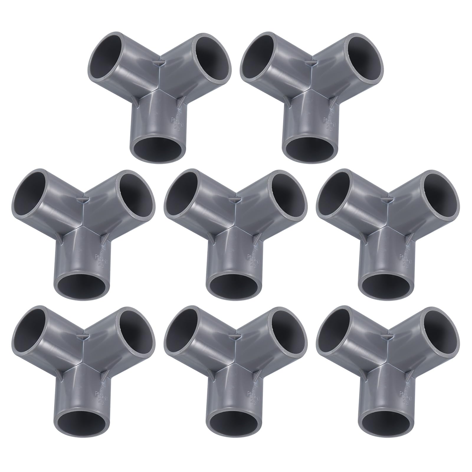 UHATa 3 Way 90 Degree Elbow for Building Furniture PVC Pipe Connections - 1" UPVC Elbow Side Outlet Tee Pipe Fitting - [Qty 8 - Gray]