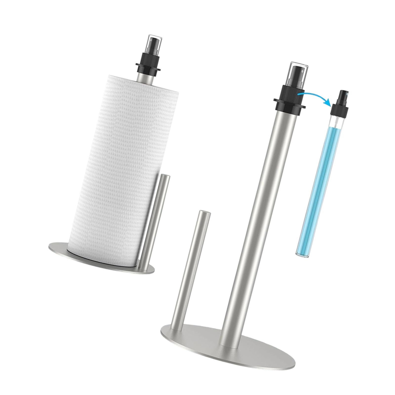 Modern Stainless Steel Paper Towel Holder Combined with Liquid Applicator for Quick Cleaning and Wiping Surfaces Kitchen Paper Towel Holder with Sprinkle Attachment