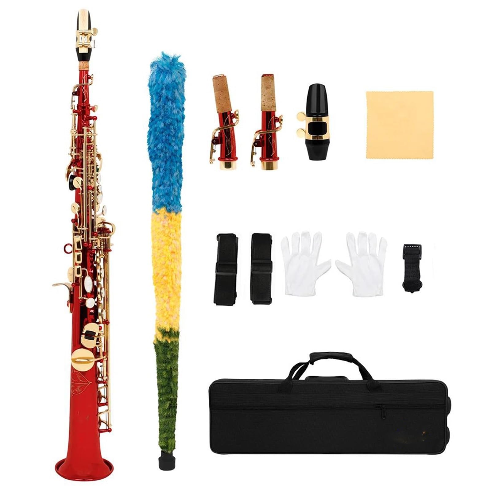 Sassofono contralto in Sib ottone strumenti a fiato viola e rosso con custodia guanti e panno per la pulizia Kit Sassofono(Red)