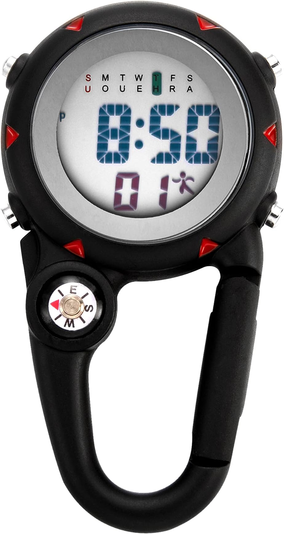 Men Women Digital Clip Watch Mini Microlight Backpack Buckle Belt fob Watches for Rock Climbing Doctors Nurses Chefs for Valentine's Day