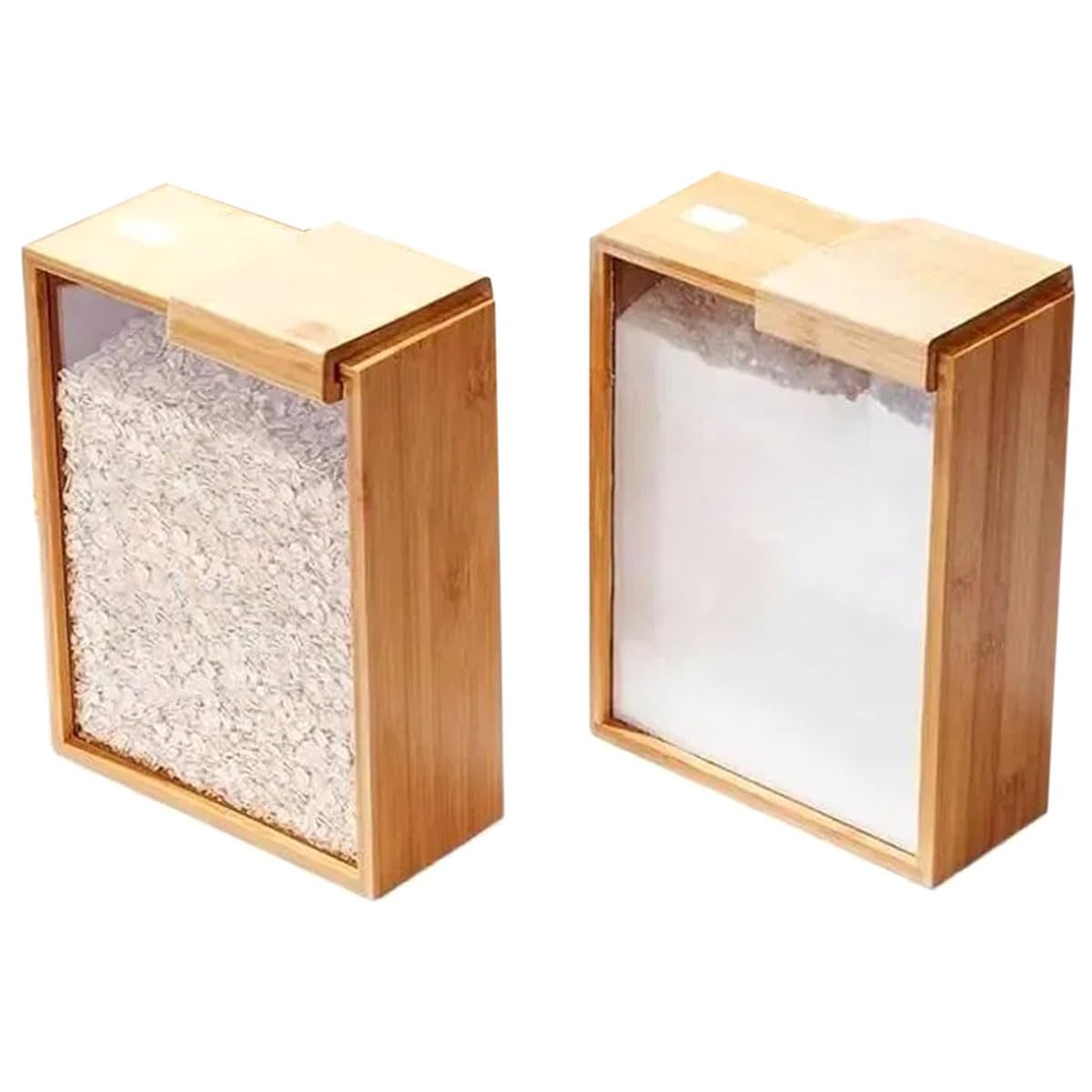 UDSKNV[KSL Kitchen Organizer 3L Bamboo Food Dispenser Cereal Dispenser for Pantry Organizing 2pcs Food Storage Container