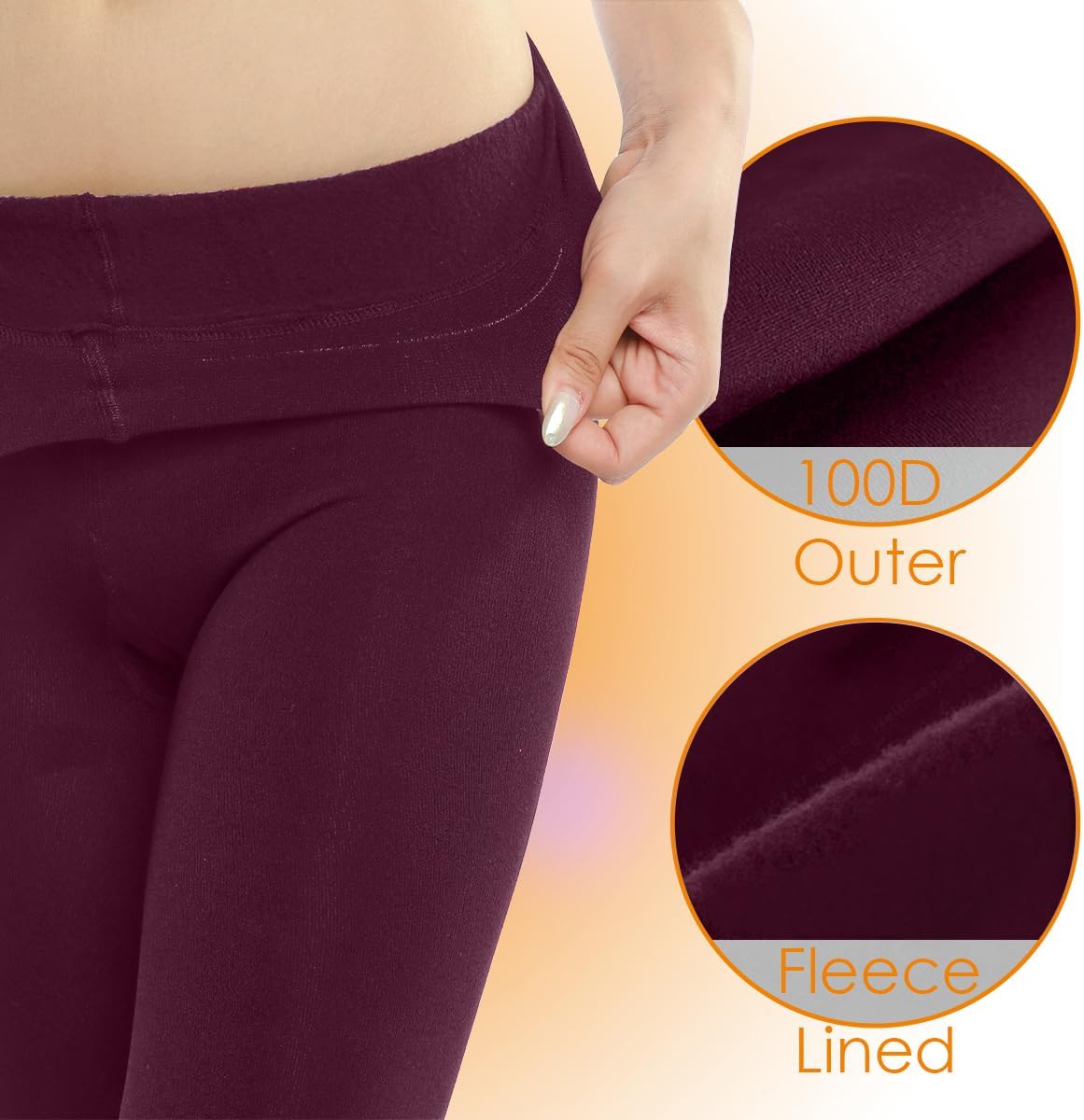 G&Y 2 Pairs Fleece Lined Tights for Women - 100D Opaque Warm Winter Pantyhose - Image 2