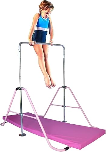 Barra de gimnasia para niños con alfombrilla de 2 x 6 pulgadas, para gimnasio de la selva, barra de kip horizontal, altura ajustable, barras de