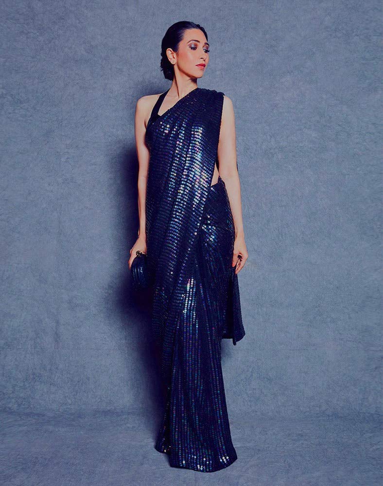 Indian Decor & Attire Bollywood Style Sarees Georgette with Heavy Sequence Work Saree with Unstitched Blouse for Party wear