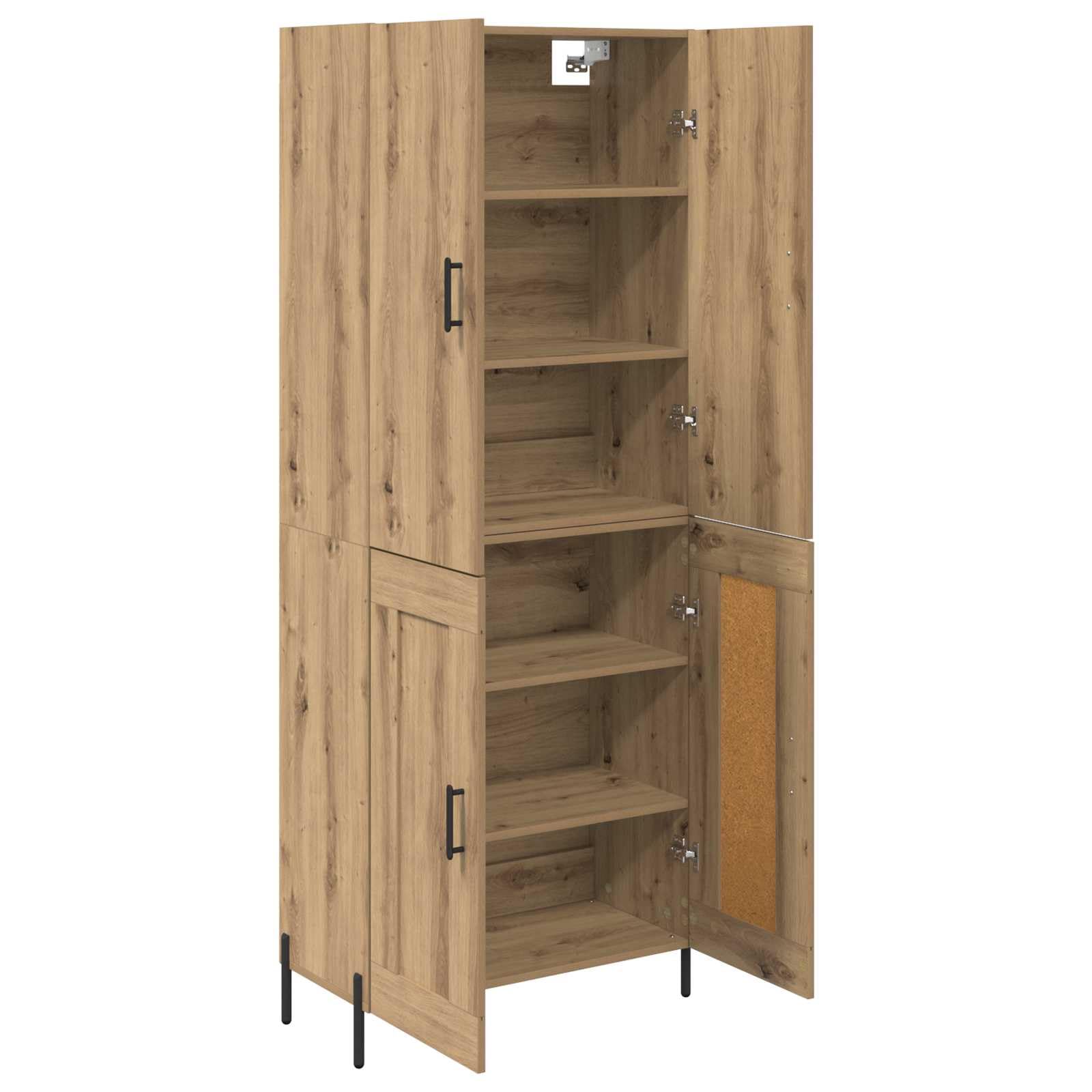 Tablero de madera de roble Artisan, montado en la pared, 69,5 x 34 x 180 cm, con espacio de almacenamiento y diseño rectangular para salón moderno, almacenamiento resistente